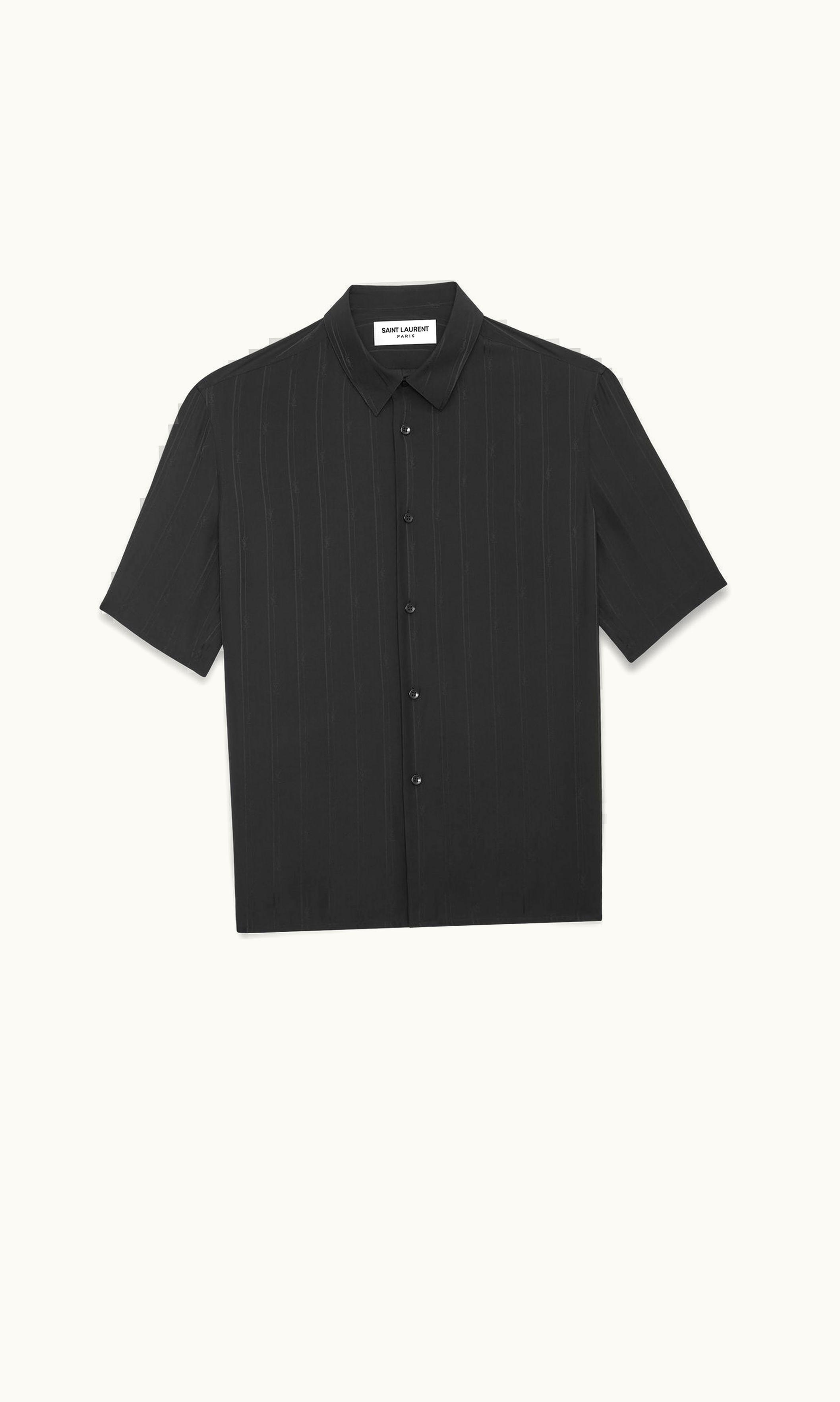 Saint Laurent Saint Laurent Shirt In Matte And Shiny Cassandre Striped Silk Black BLACK