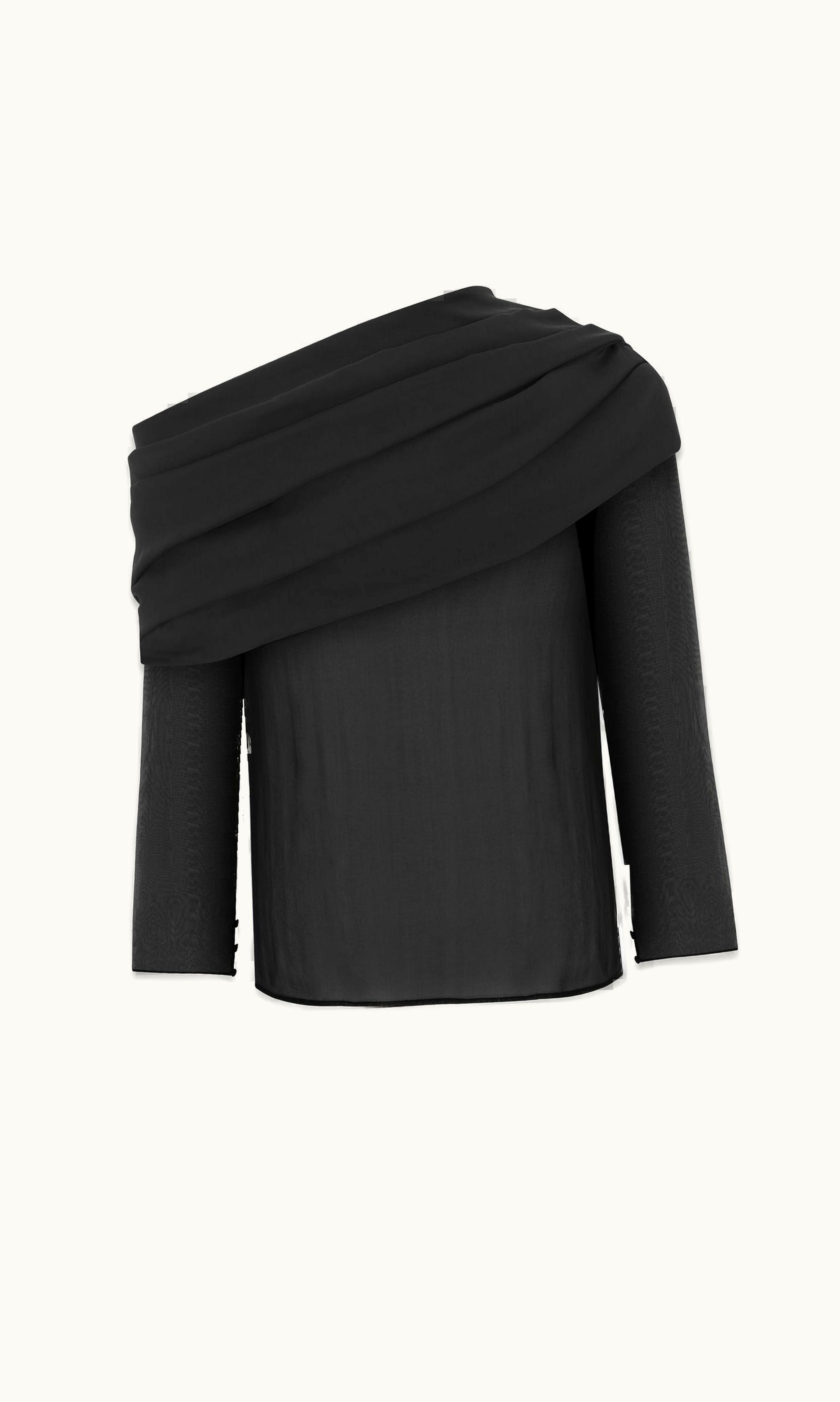 Saint Laurent Saint Laurent Draped One-Shoulder Blouse In Silk Muslin Black