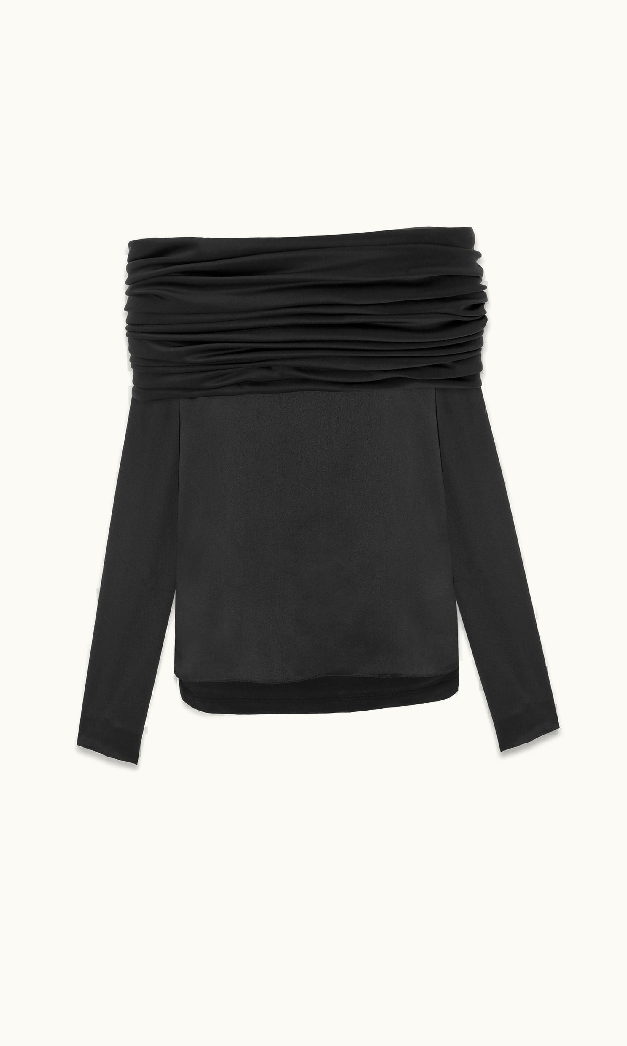Saint Laurent Saint Laurent Off-The-Shoulder Blouse In Silk Satin Crepe Black