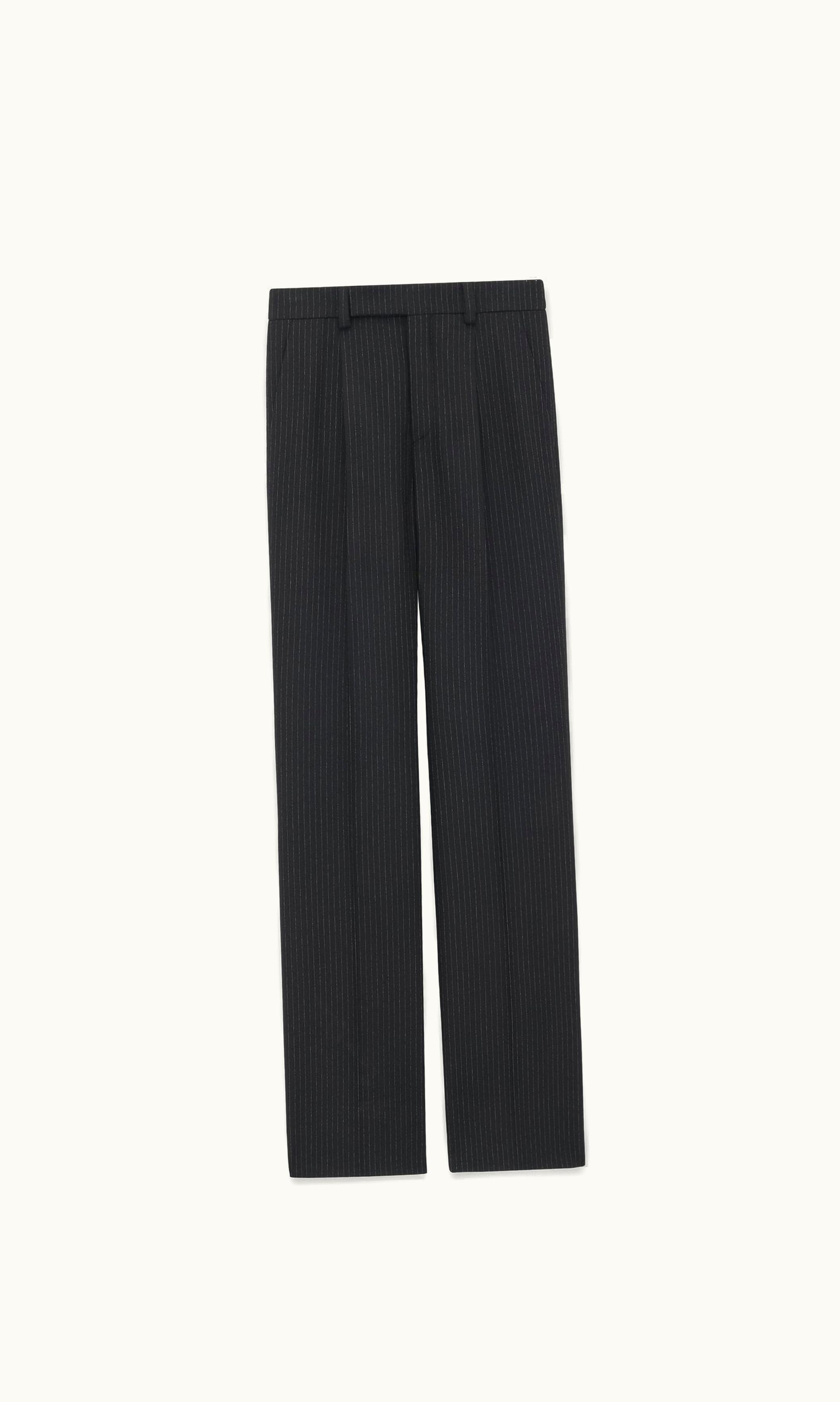 Saint Laurent Saint Laurent Flared Pants In Striped Wool Flannel Noir Craie