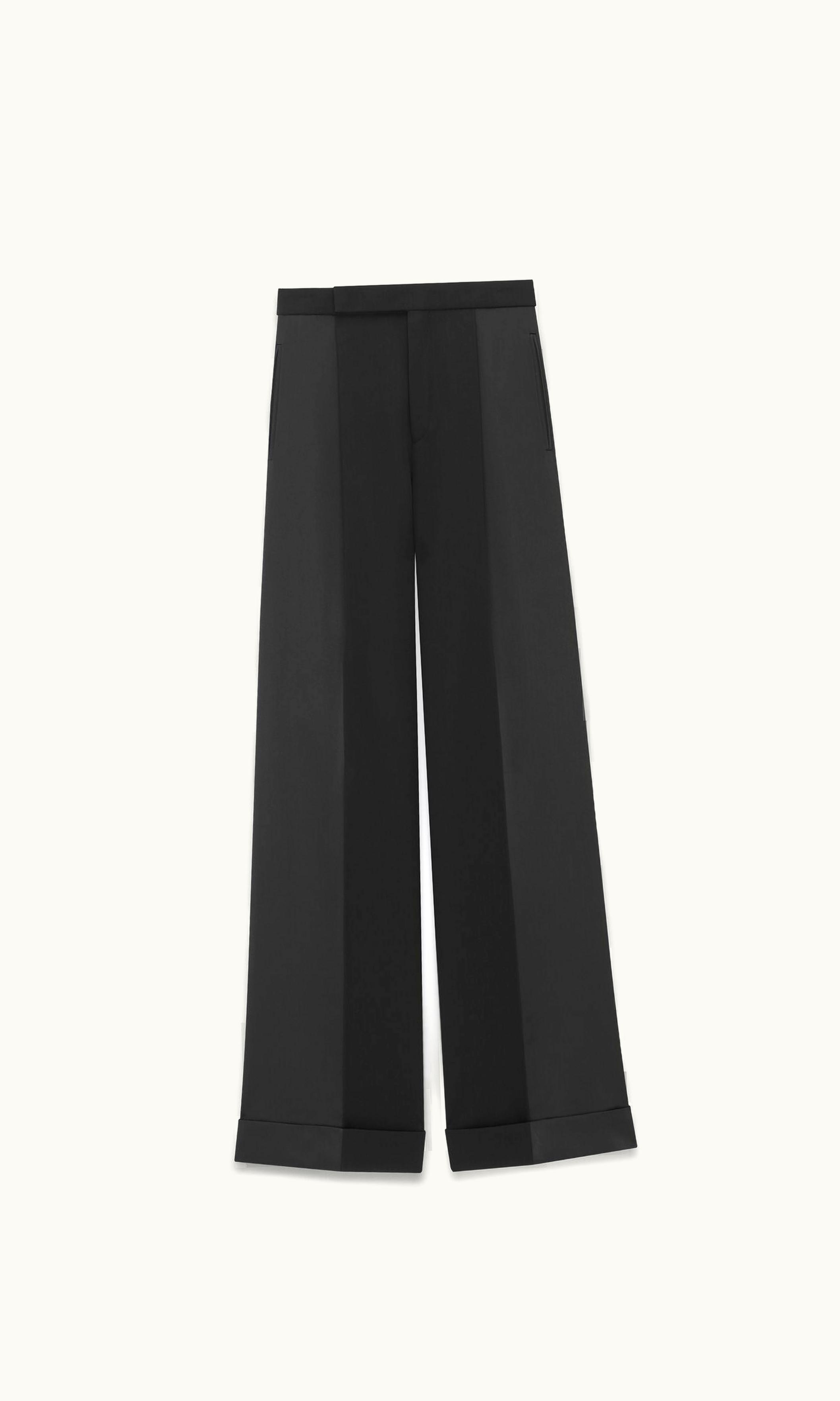 Saint Laurent Saint Laurent Flared Tuxedo Pants In Grain De Poudre Black