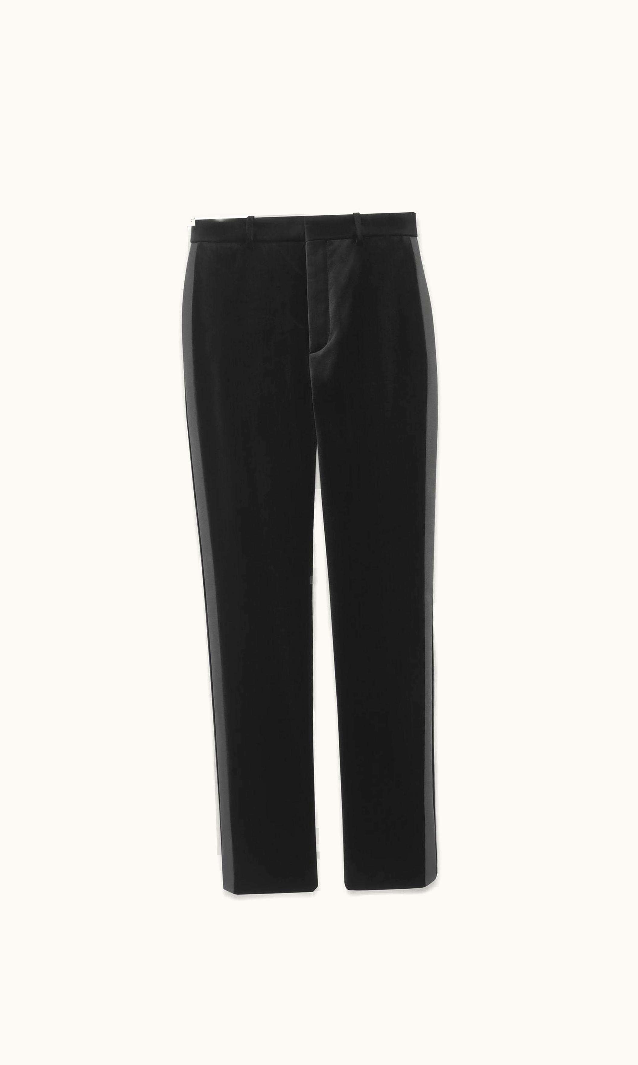 Saint Laurent Saint Laurent High-Waisted Tuxedo Pants In Velvet Black