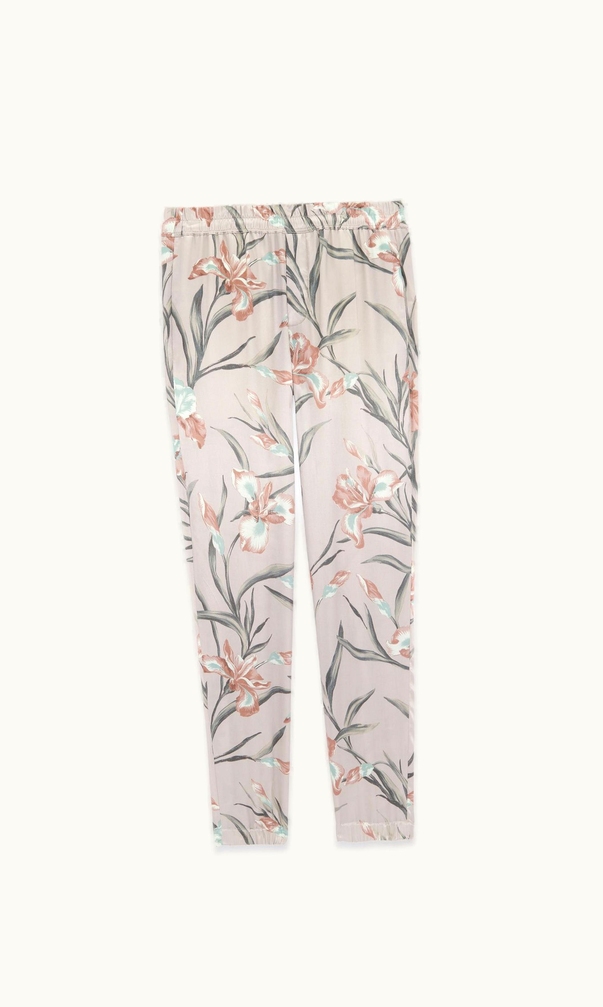 Saint Laurent Saint Laurent Relaxed Pants In Floral Satin Gris Rose