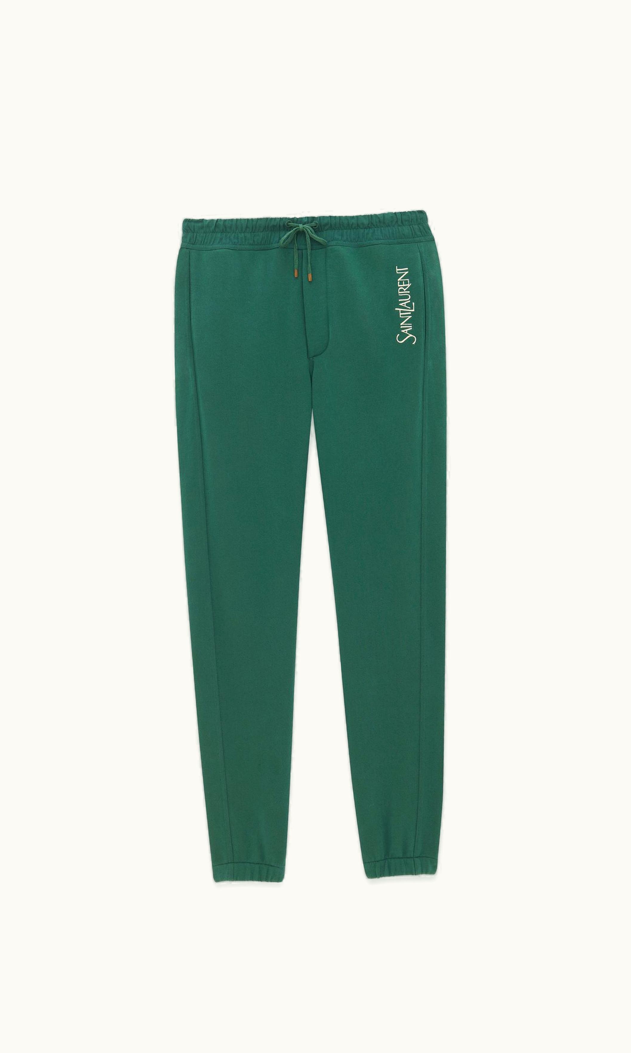 Saint Laurent Saint Laurent Sweatpants In Fleece Vert Et Naturel