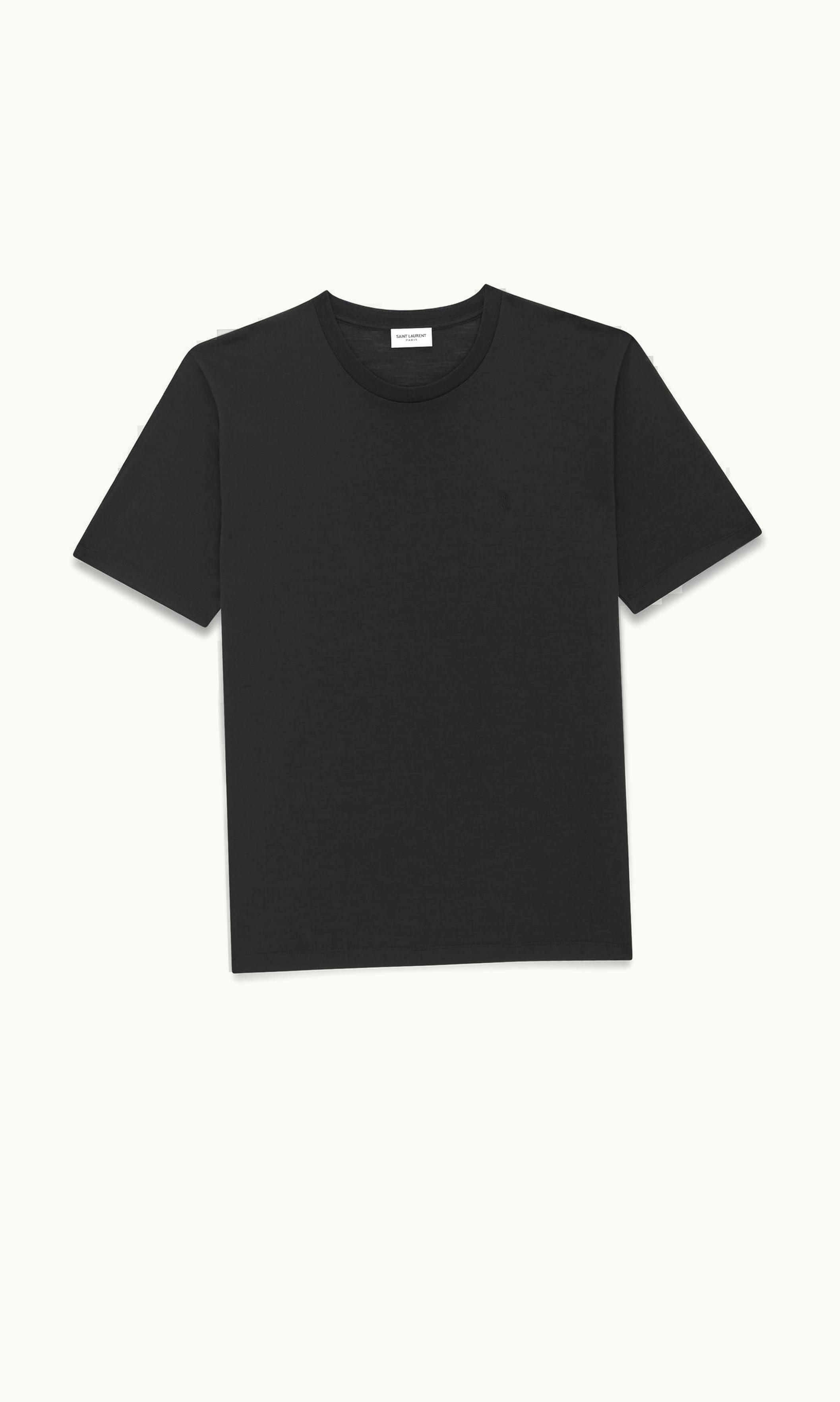 Saint Laurent Saint Laurent Cassandre T-Shirt In Silk Wool Black