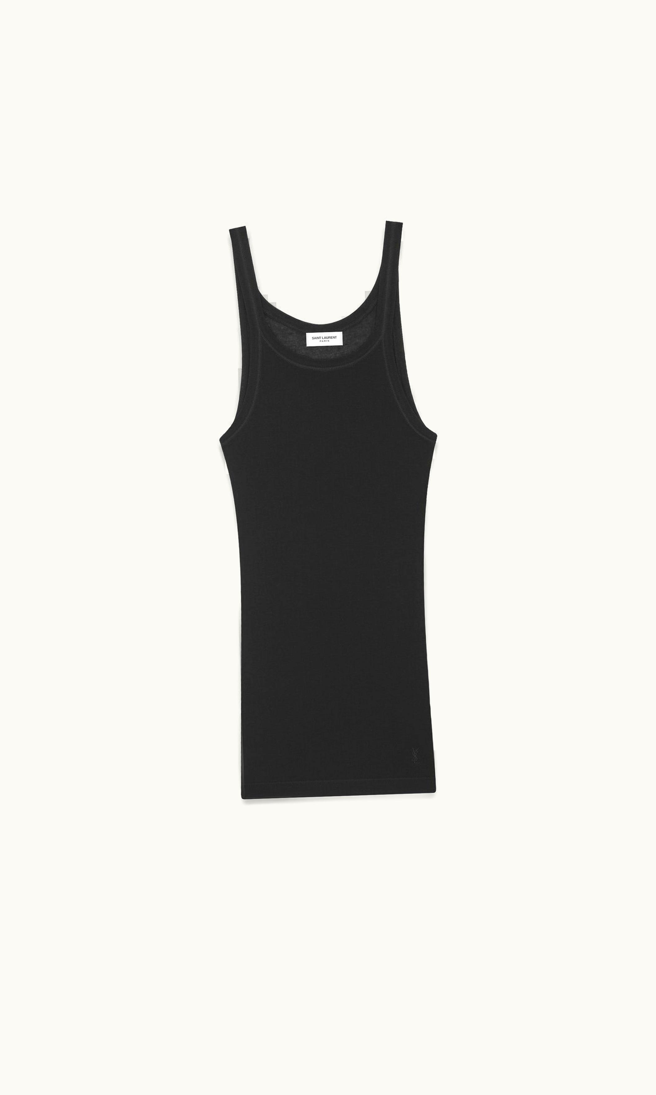 Saint Laurent Saint Laurent Cassandre Tank Top In Ribbed Jersey Black