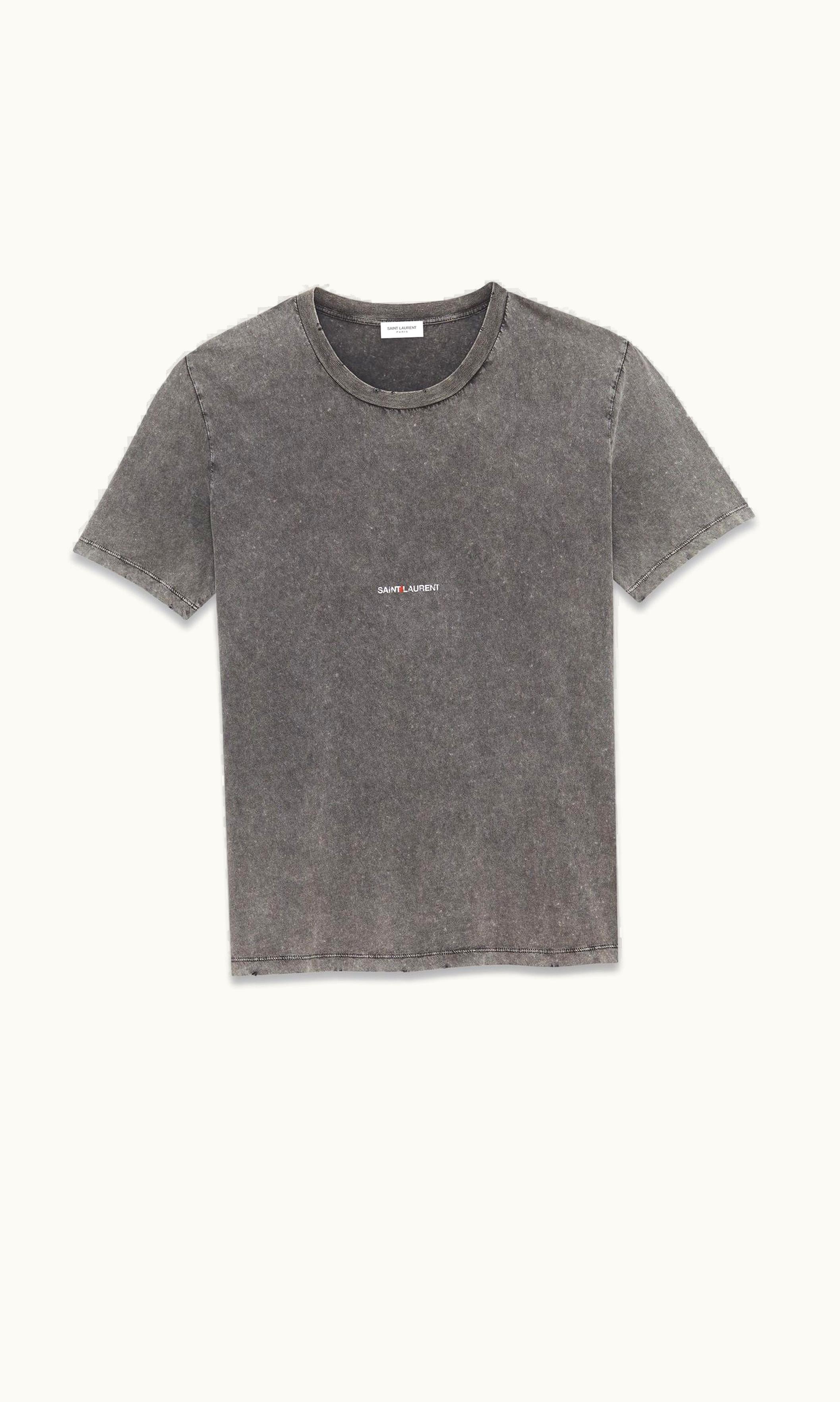 Saint Laurent Saint Laurent Rive Gauche Destroyed T-Shirt Washed Black