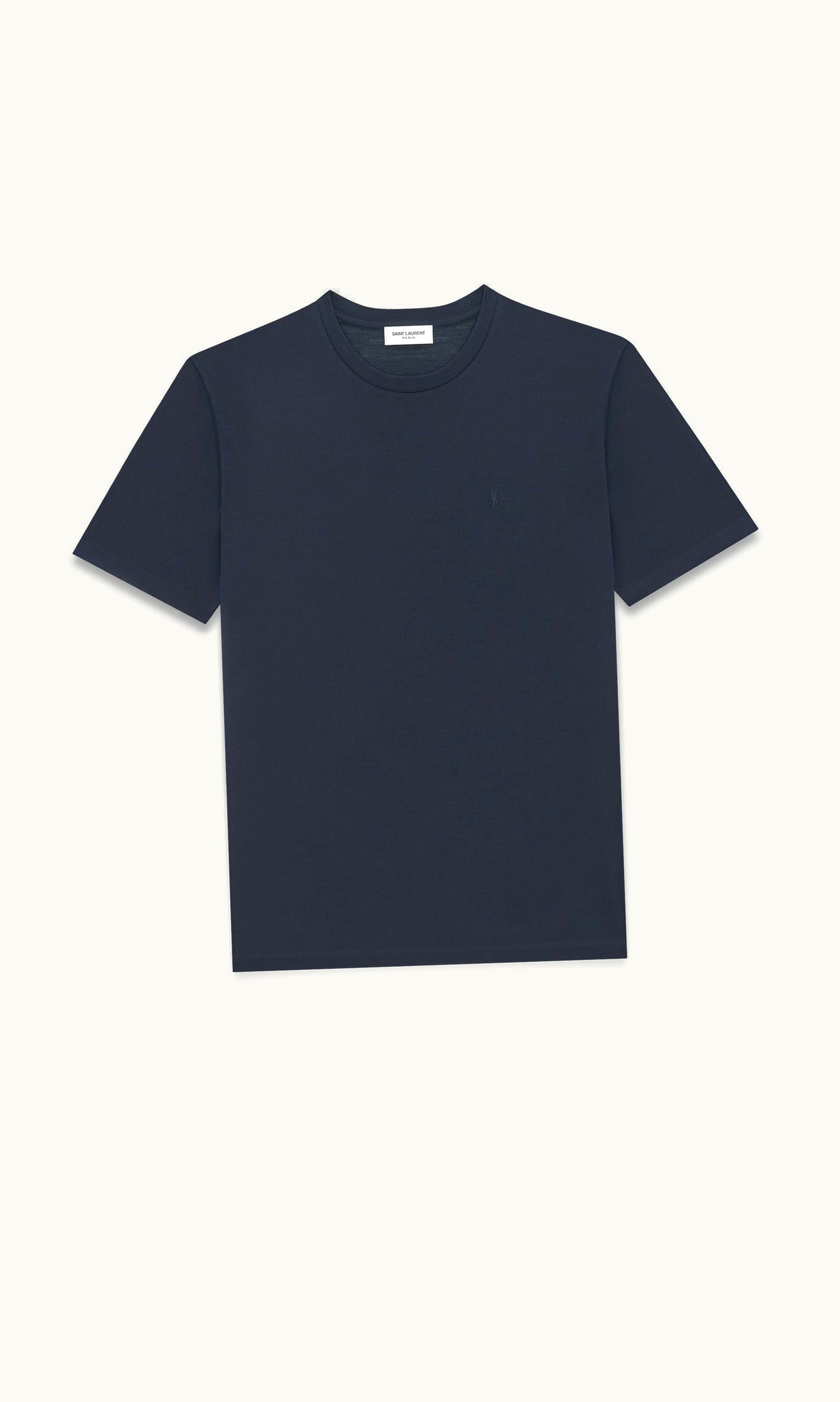 Saint Laurent Saint Laurent Cassandre T-Shirt In Wool And Silk Indigo