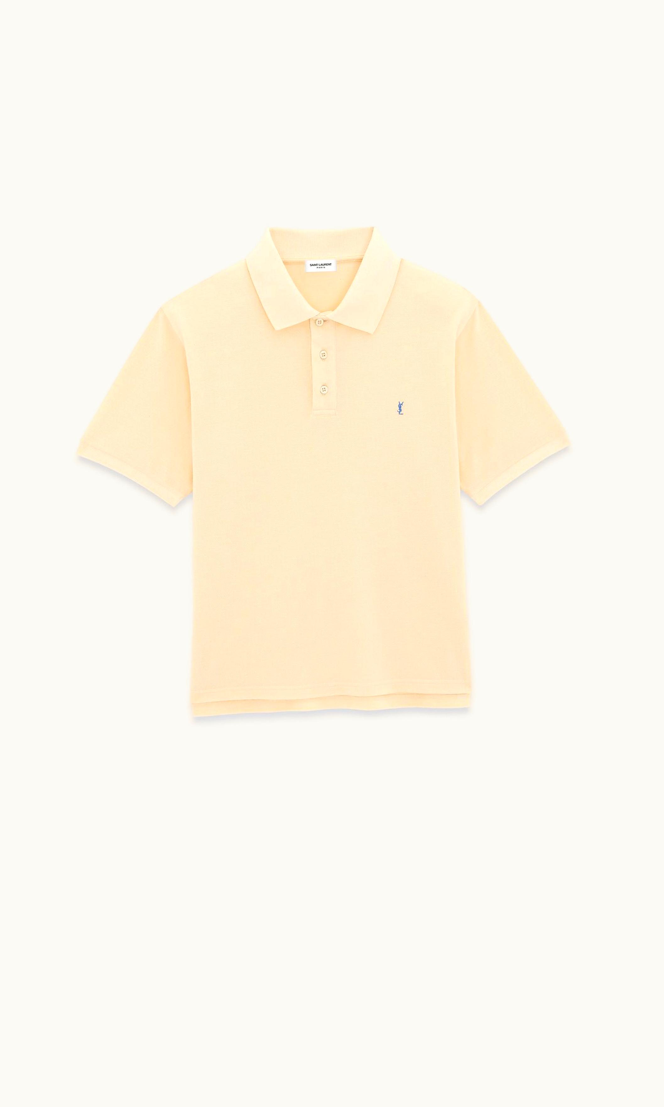Saint Laurent Saint Laurent Cassandre Polo Shirt In Piqué Yellow And Blue YELLOW AND BLUE