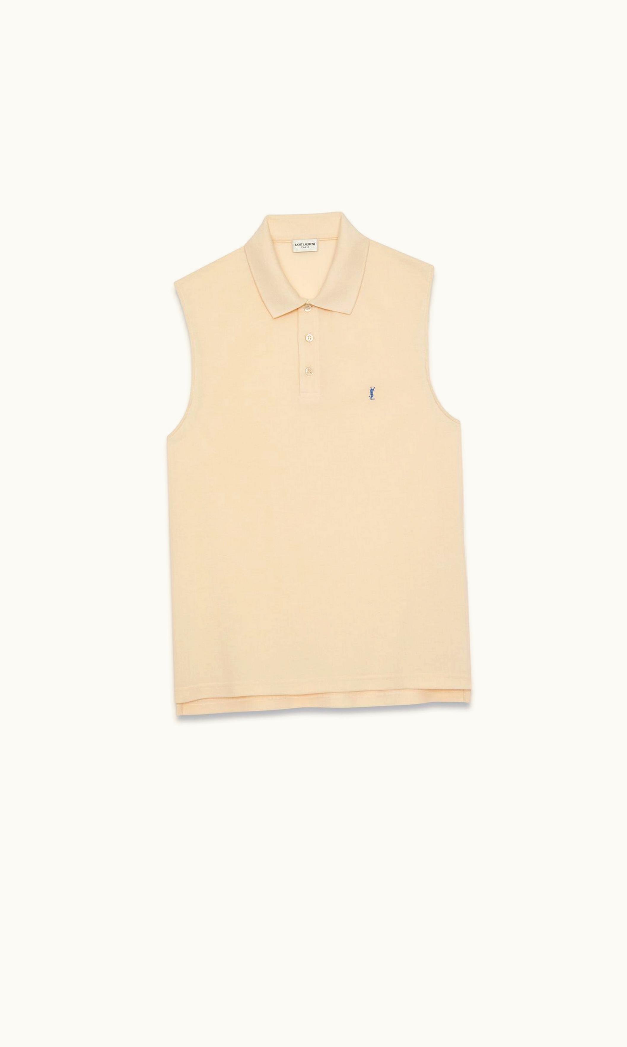 Saint Laurent Saint Laurent Cassandre Polo Tank In Piqué Yellow And Blue YELLOW AND BLUE