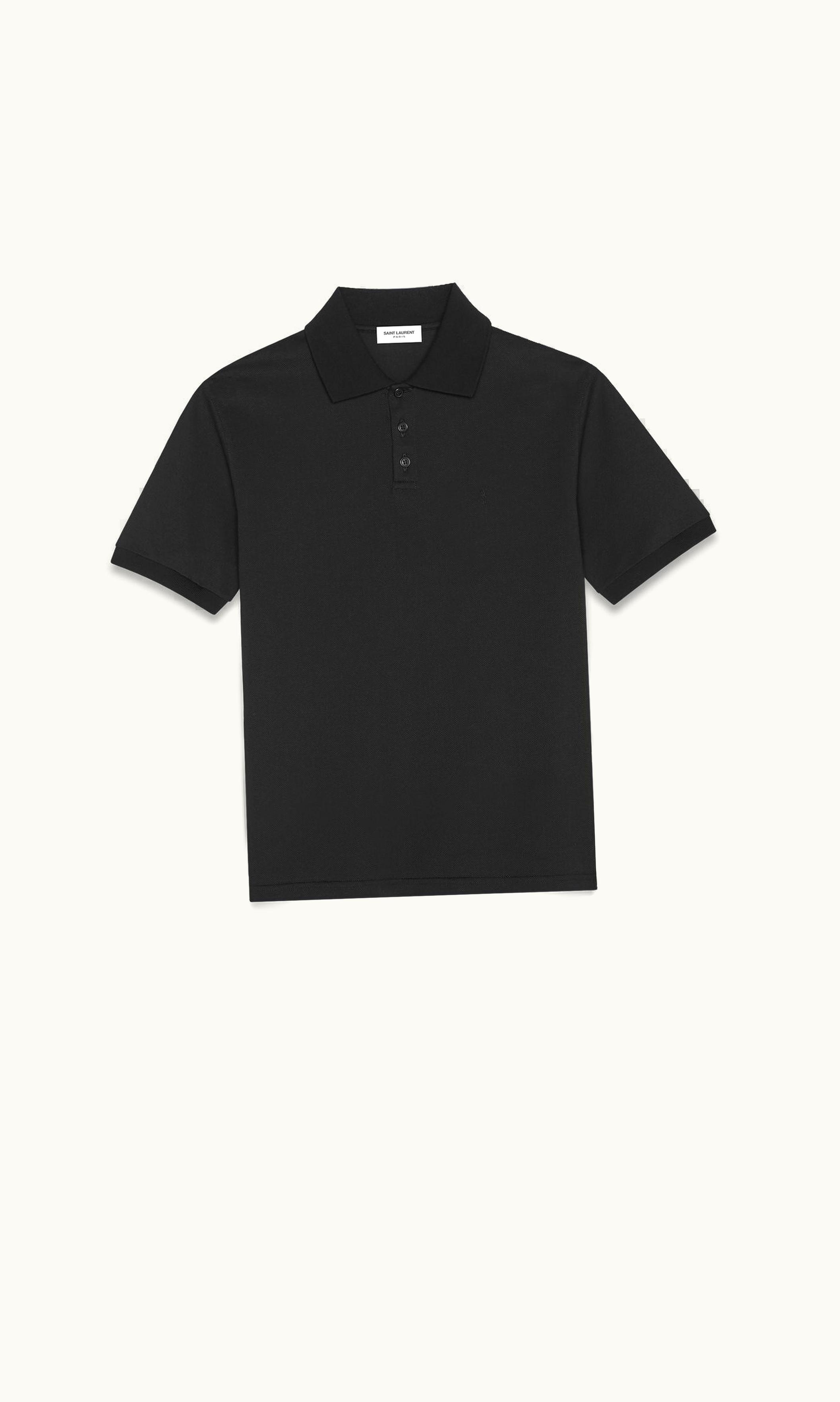 Saint Laurent Saint Laurent Cassandre Polo Shirt In Cotton Piqué Black