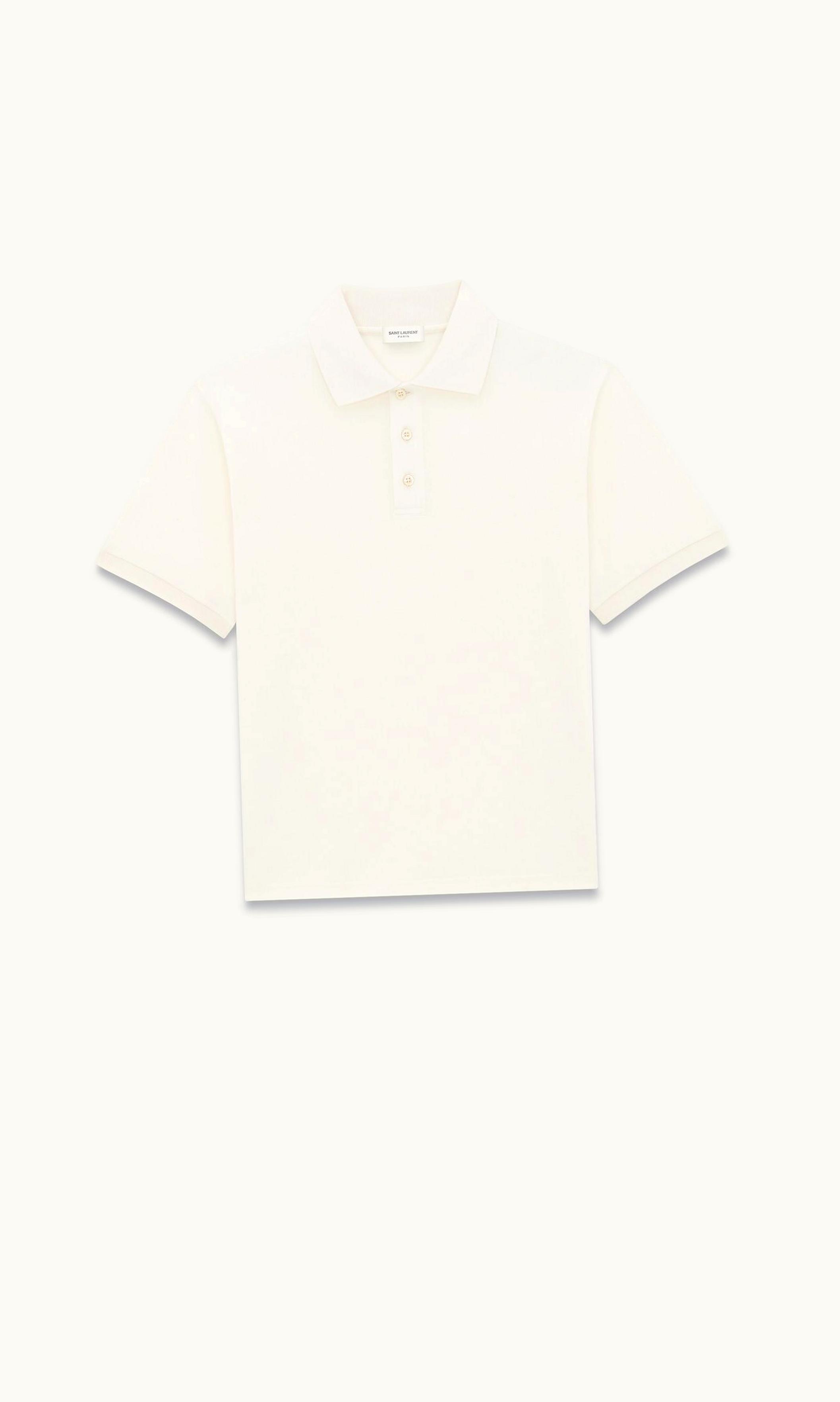 Saint Laurent Saint Laurent Cassandre Polo Shirt In Cotton Piqué Naturel