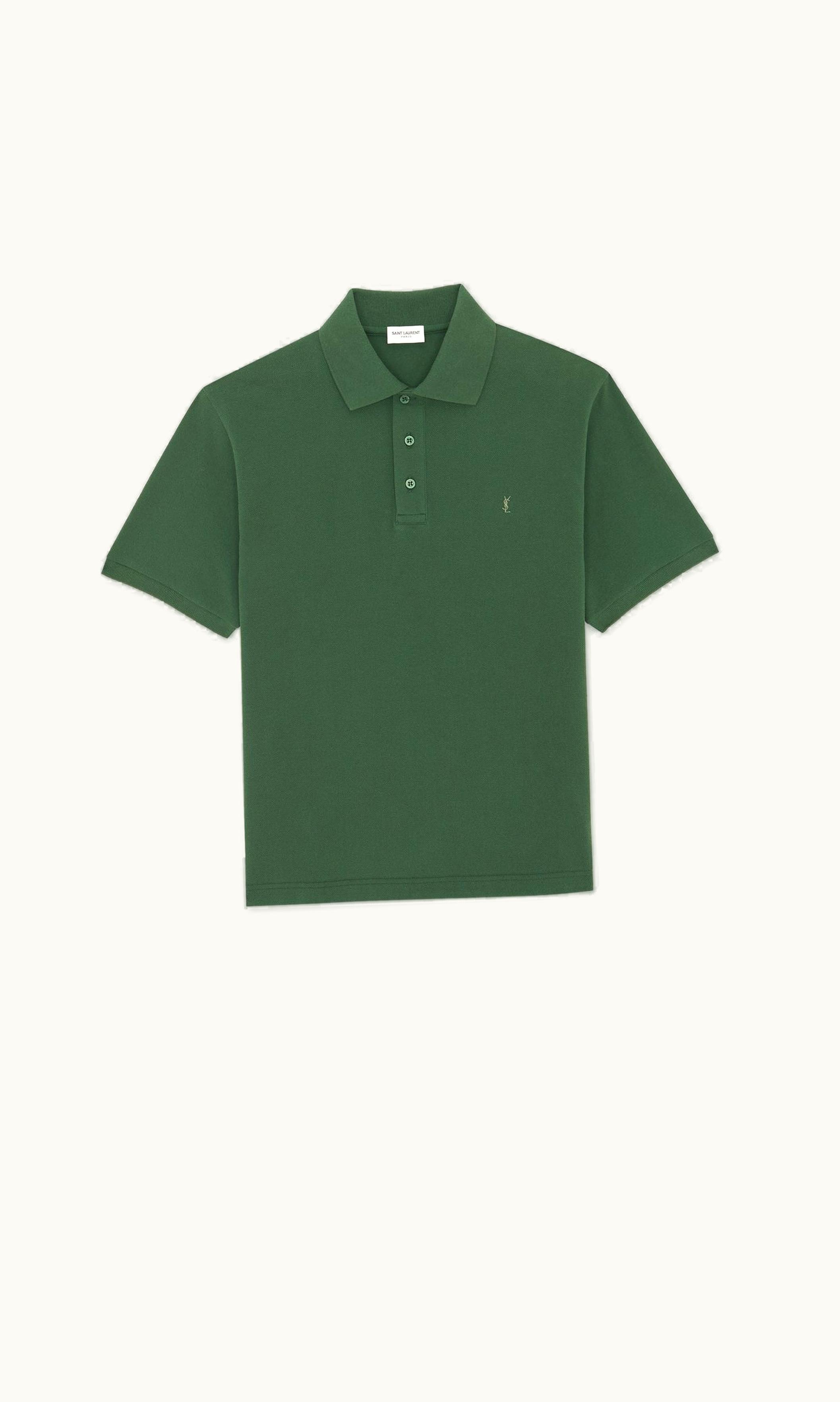 Saint Laurent Saint Laurent Cassandre Polo Shirt In Cotton Piqué Vert Fonce