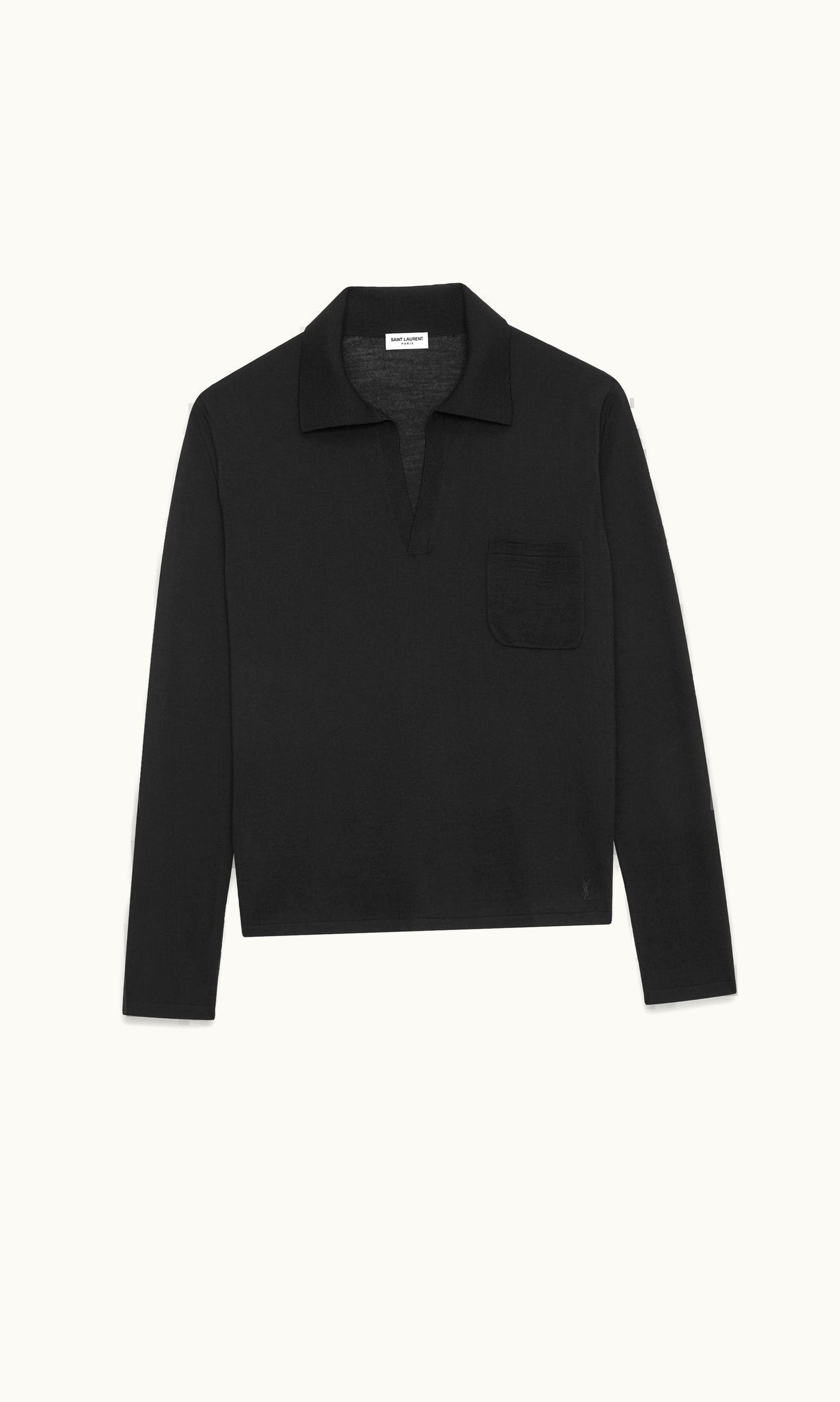 Saint Laurent Saint Laurent Cassandre Polo Shirt In Wool Black