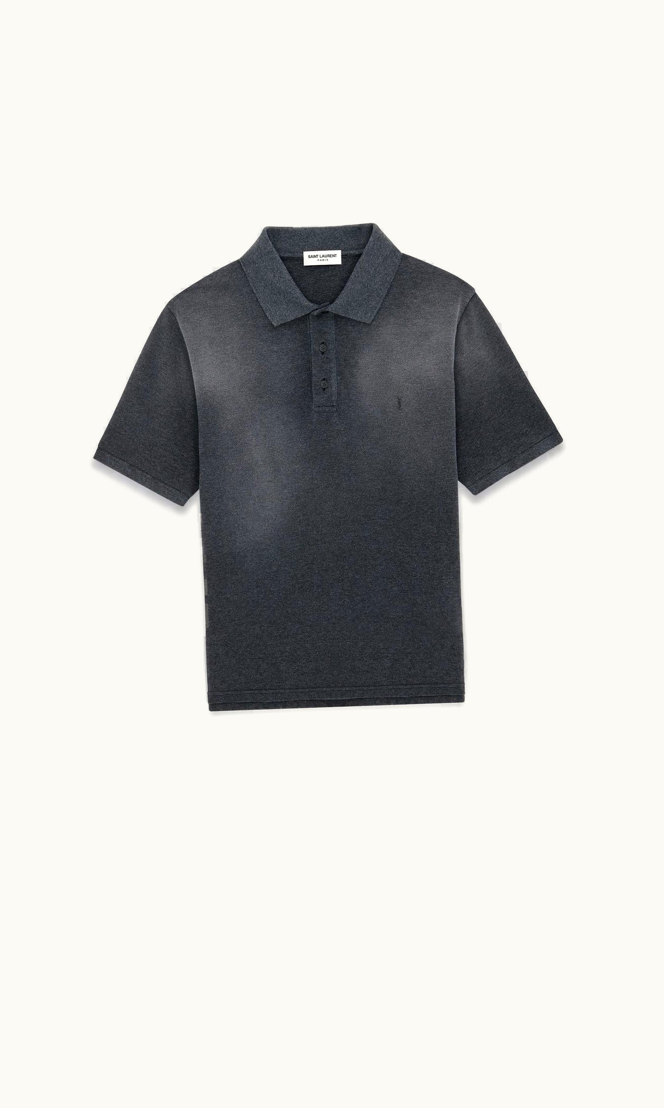 Saint Laurent Saint Laurent Cassandre Polo Shirt In Cotton Piqué Gris