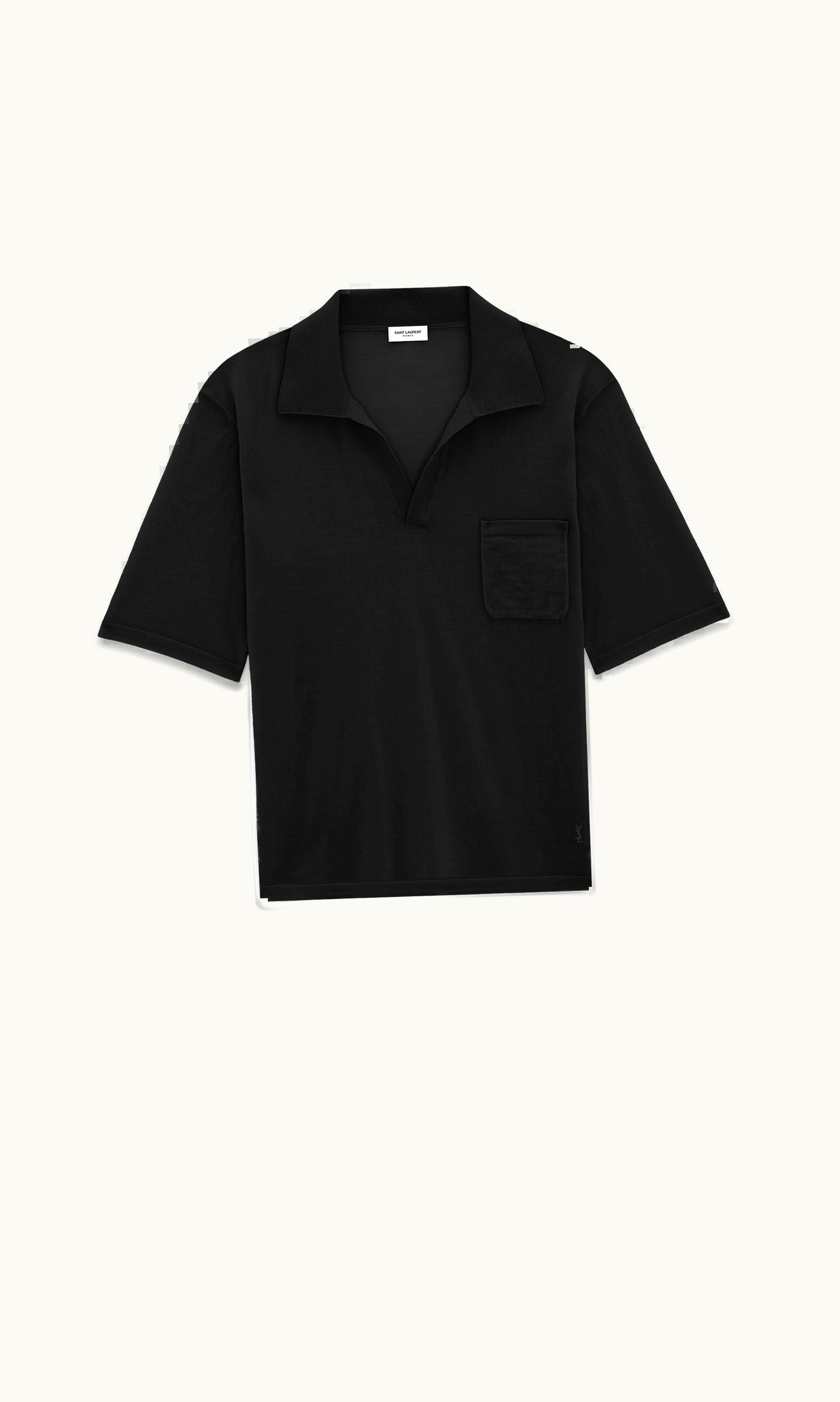 Saint Laurent Saint Laurent Cassandre Polo Shirt In Wool Black BLACK