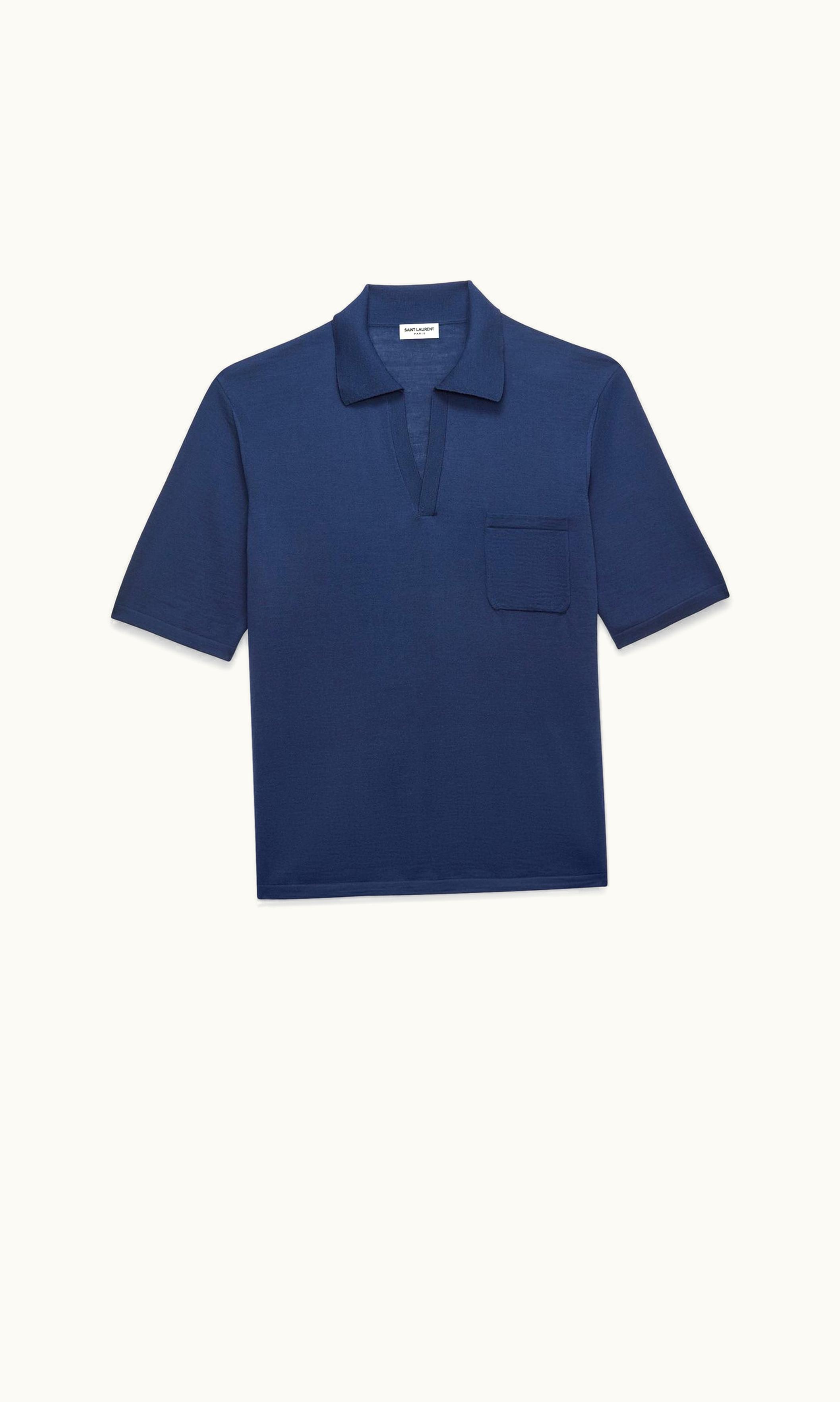 Saint Laurent Saint Laurent Polo Shirt In Wool Bleu Marine