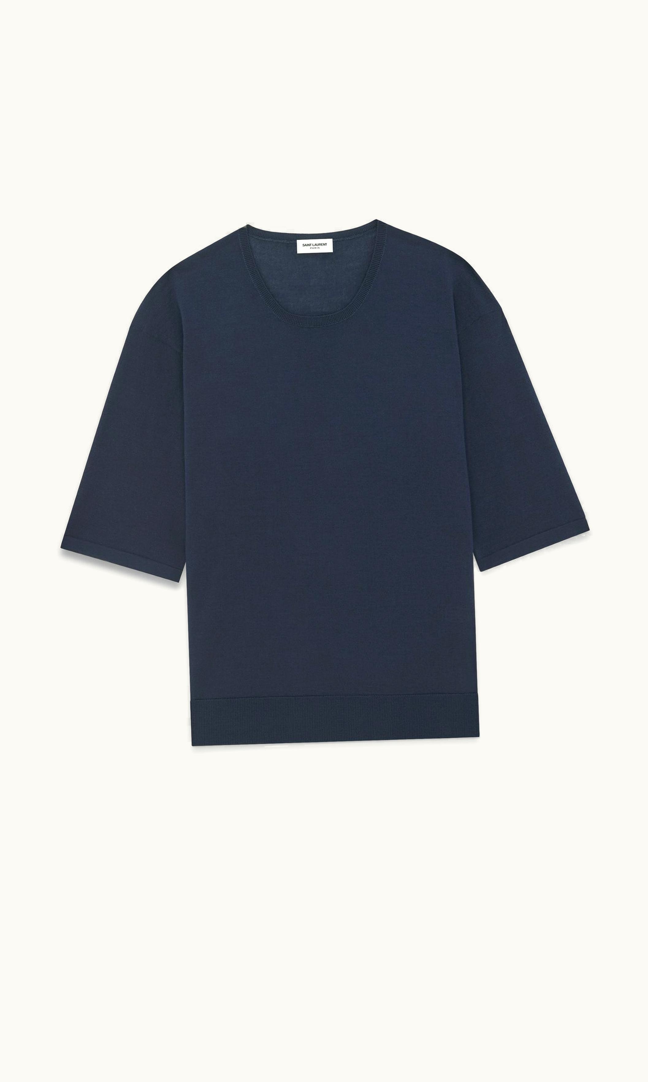 Saint Laurent Saint Laurent Top In Cashmere, Wool And Silk Bleu Nuit