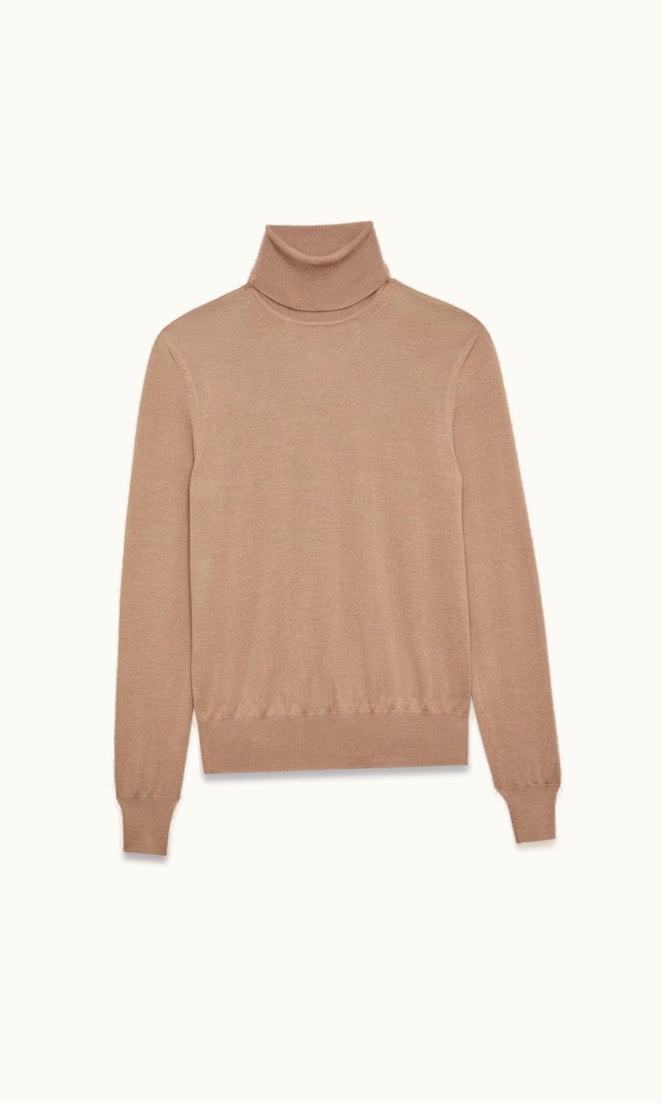 Saint Laurent Saint Laurent Turtleneck Sweater In Cashmere, Wool And Silk Camel Clair