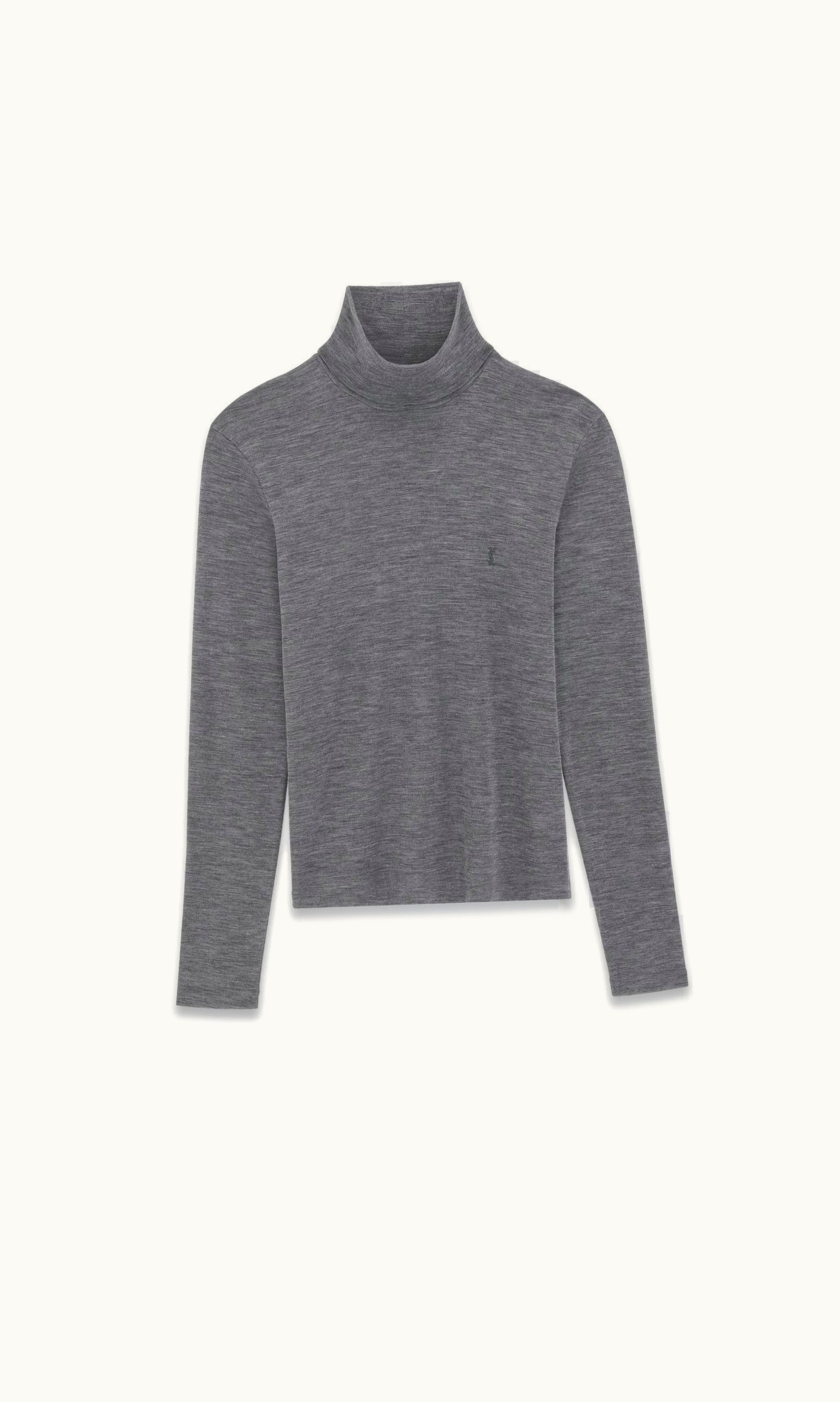 Saint Laurent Saint Laurent Cassandre Turtleneck In Wool Anthracite Chine