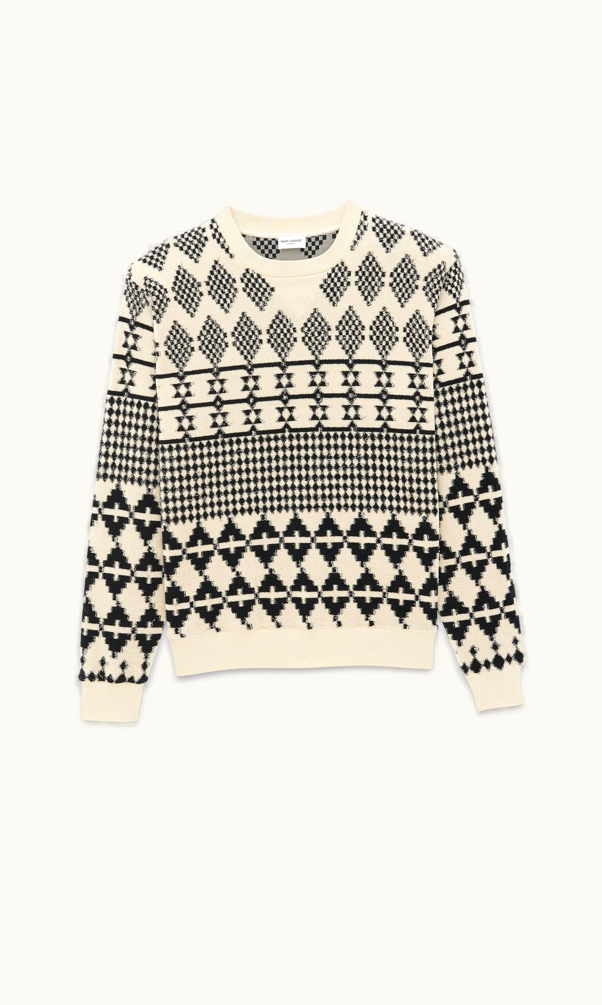 Saint Laurent Saint Laurent Sweatshirt In Jacquard Jersey Naturel Et Noir