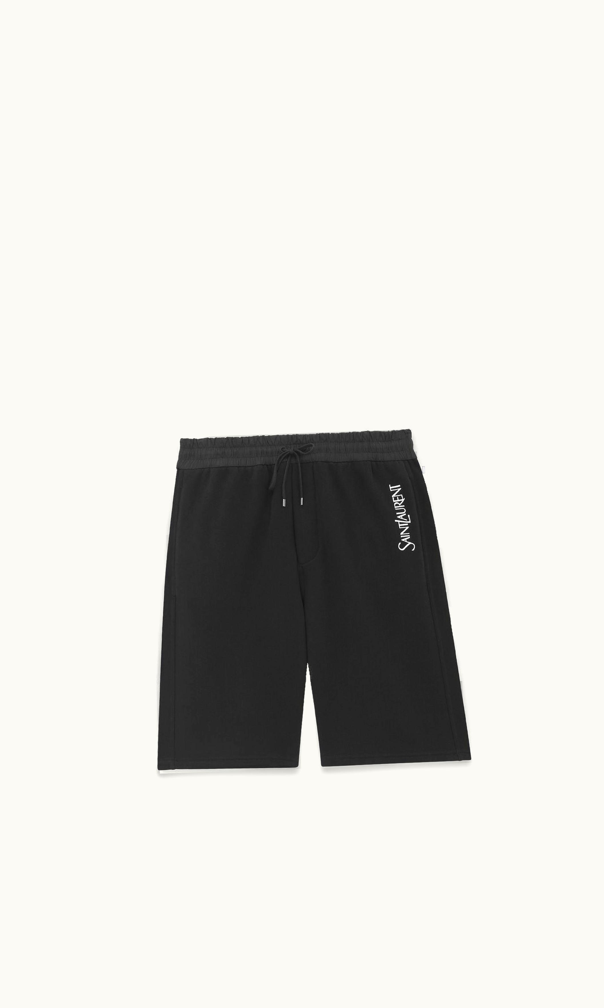 Saint Laurent Saint Laurent Bermuda In Fleece Noir Et Naturel