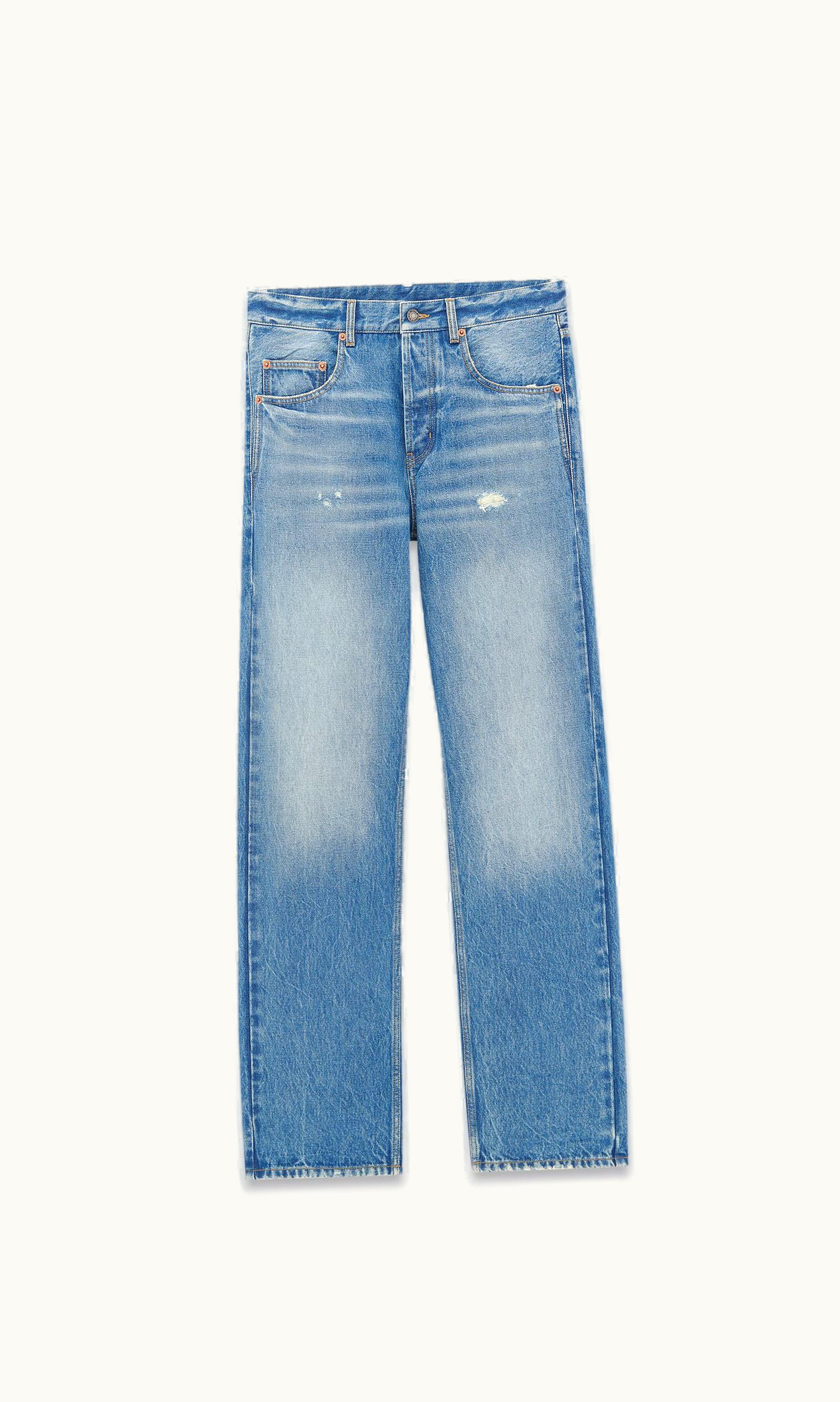 Saint Laurent Saint Laurent Long Extreme Baggy Jeans In Lake Medium Blue Denim Lake Medium Blue LAKE MEDIUM BLUE