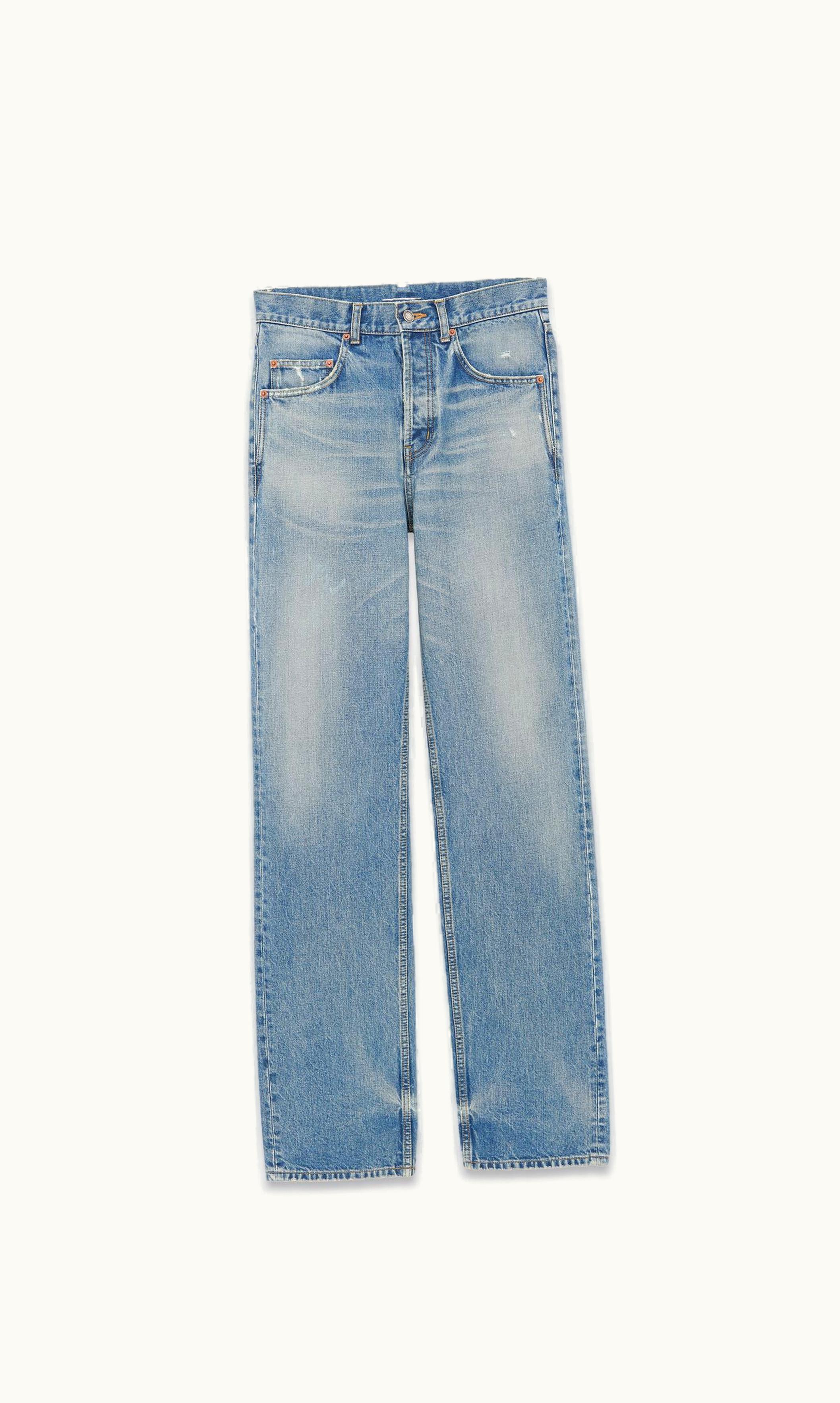 Saint Laurent Saint Laurent Long Baggy Jeans In Charlotte Blue Denim Charlotte Blue