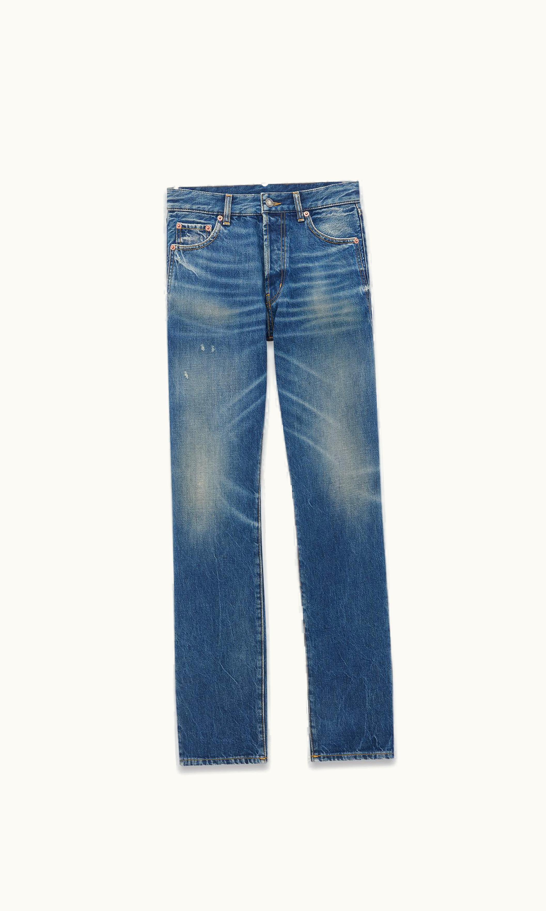Saint Laurent Saint Laurent Straight-Leg Jeans In Deauville Beach Blue Denim Deauville Beach Blue