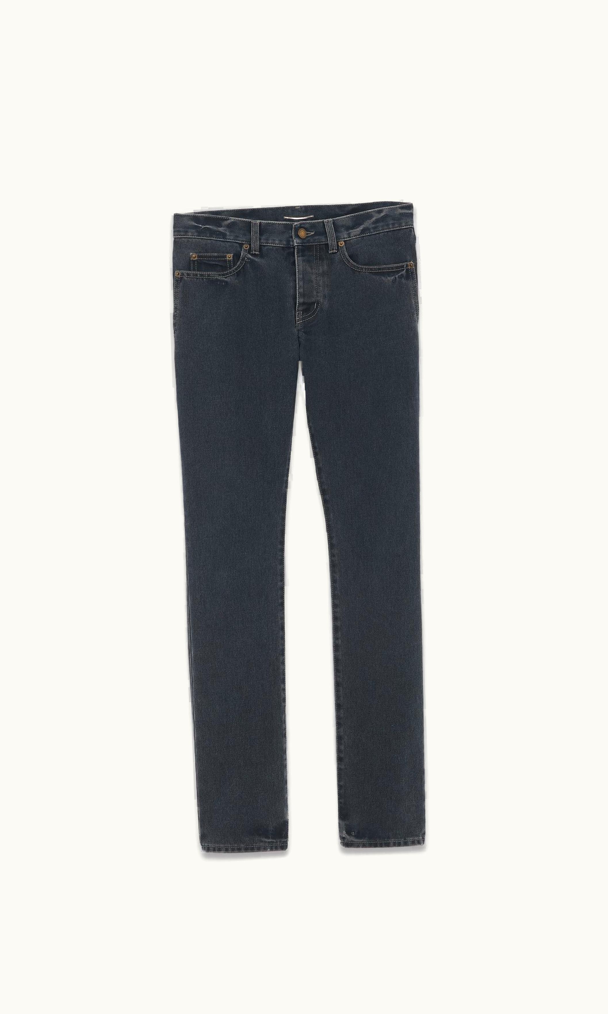 Saint Laurent Saint Laurent Slim-Fit Jeans In Dark Blue Black Denim Dark Blue Black