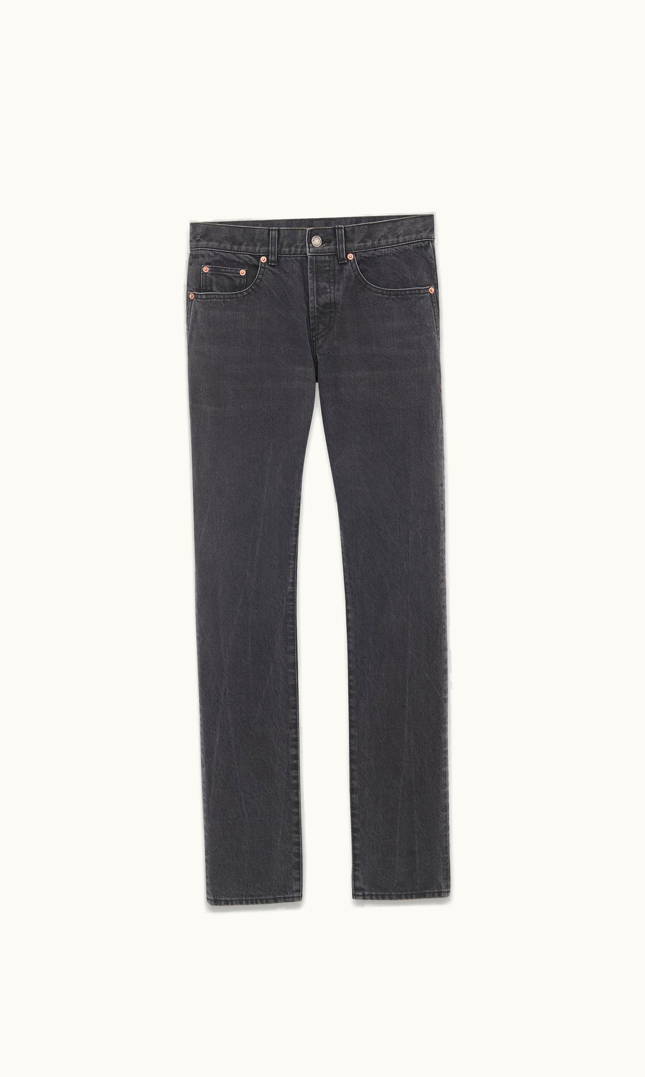 Saint Laurent Saint Laurent Slim-Fit Jeans In Used Paris Black Denim Paris Used Black