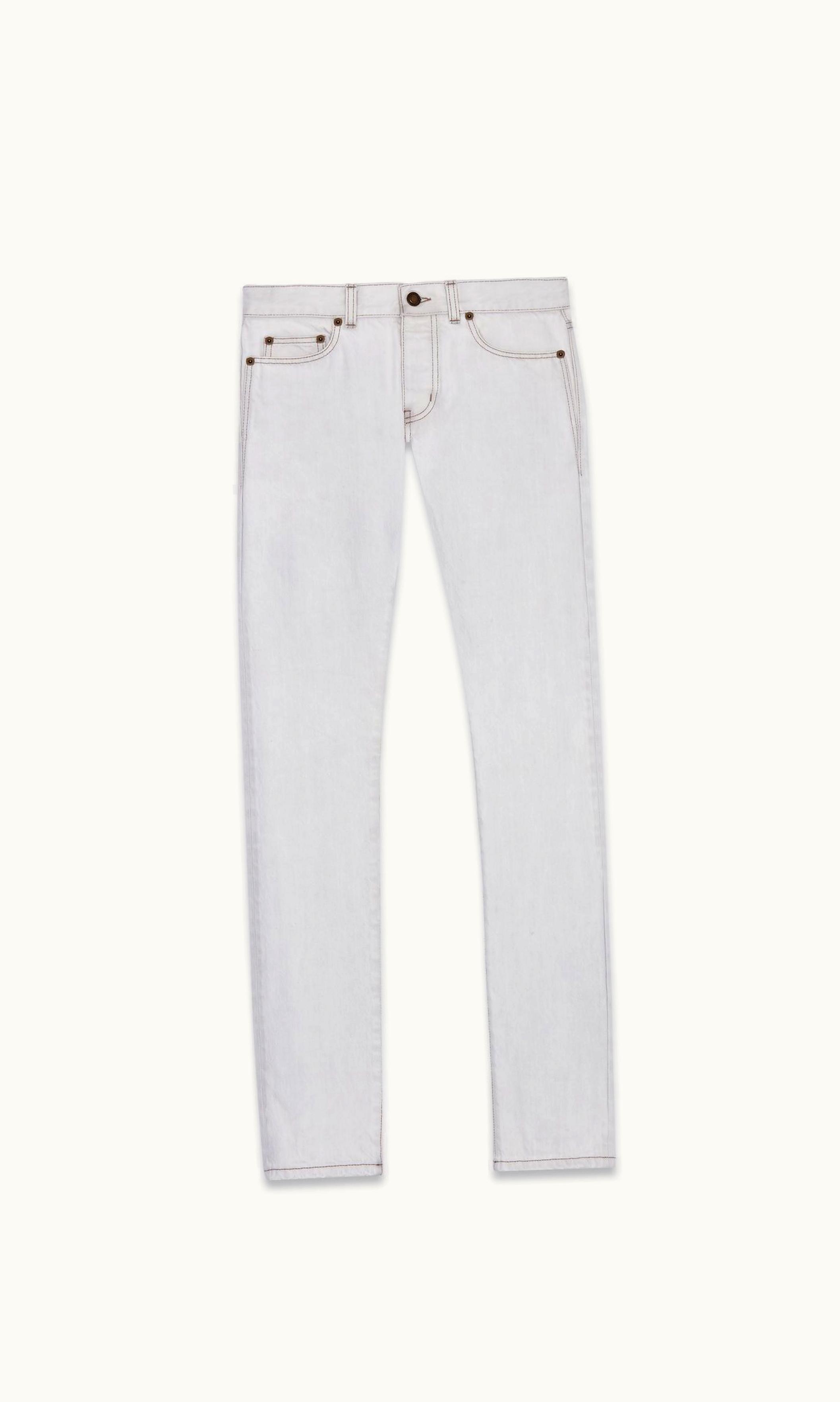 Saint Laurent Saint Laurent Slim-Fit Jeans In Grey Off-White Denim Grey Off White