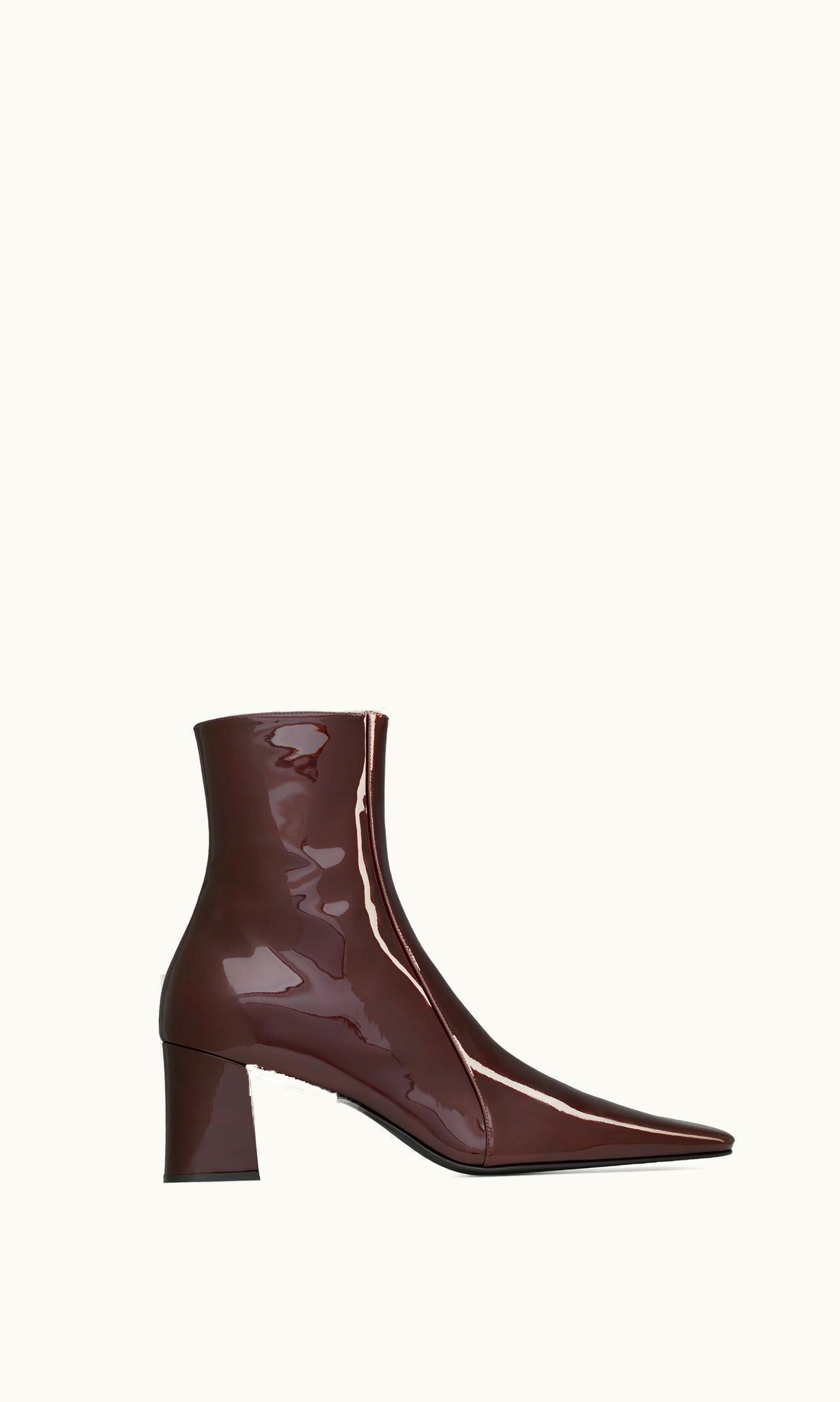 Saint Laurent Saint Laurent Rainer Zipped Boots In Patent Leather Marron Glace MARRON GLACE
