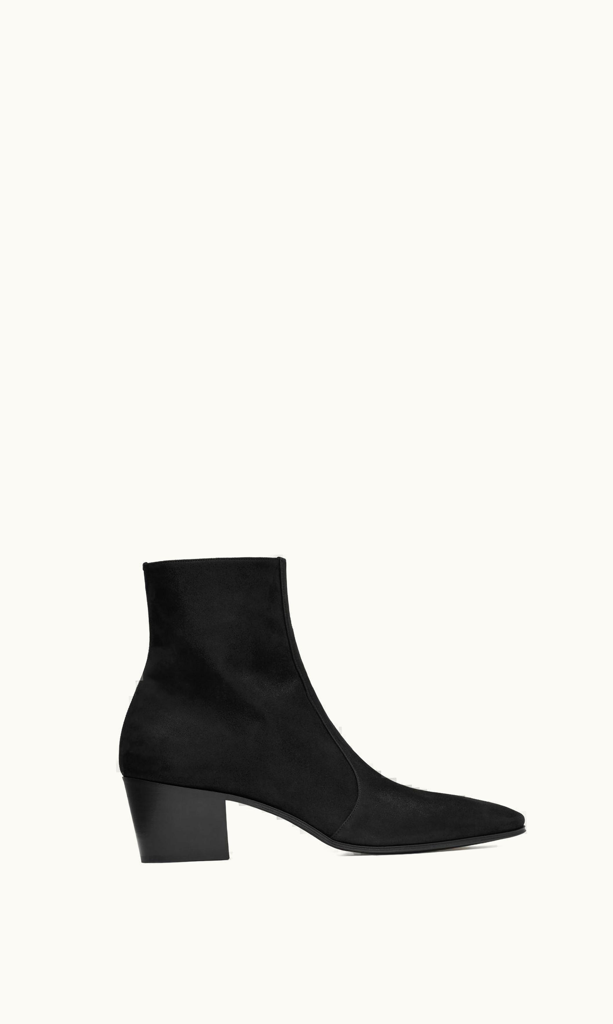 Saint Laurent Saint Laurent Vassili Zipped Boots In Shimmering Suede Black