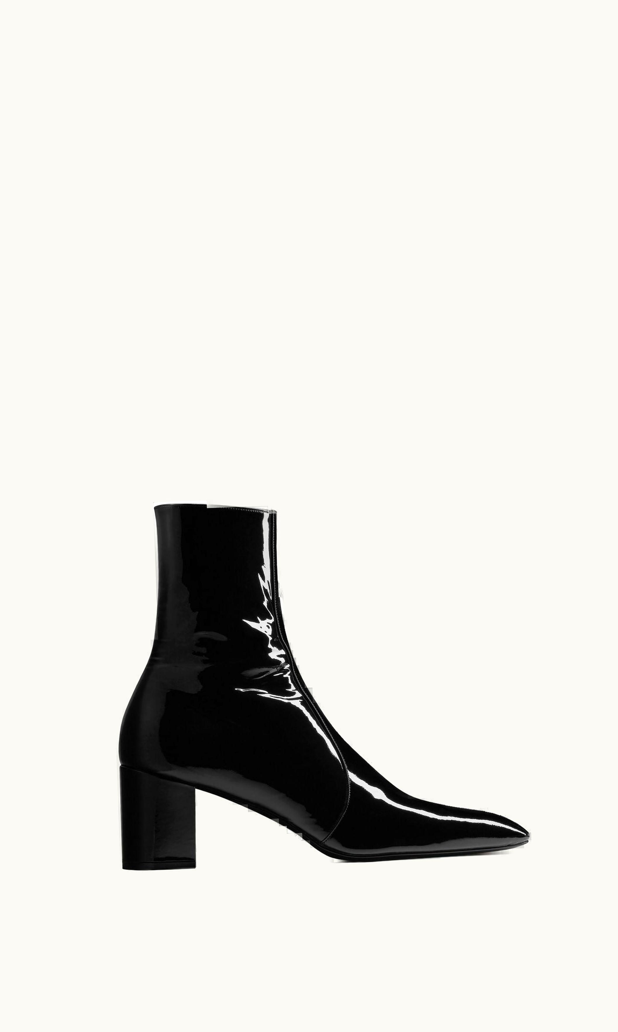 Saint Laurent Saint Laurent Xiv Zipped Boots In Patent Leather Black