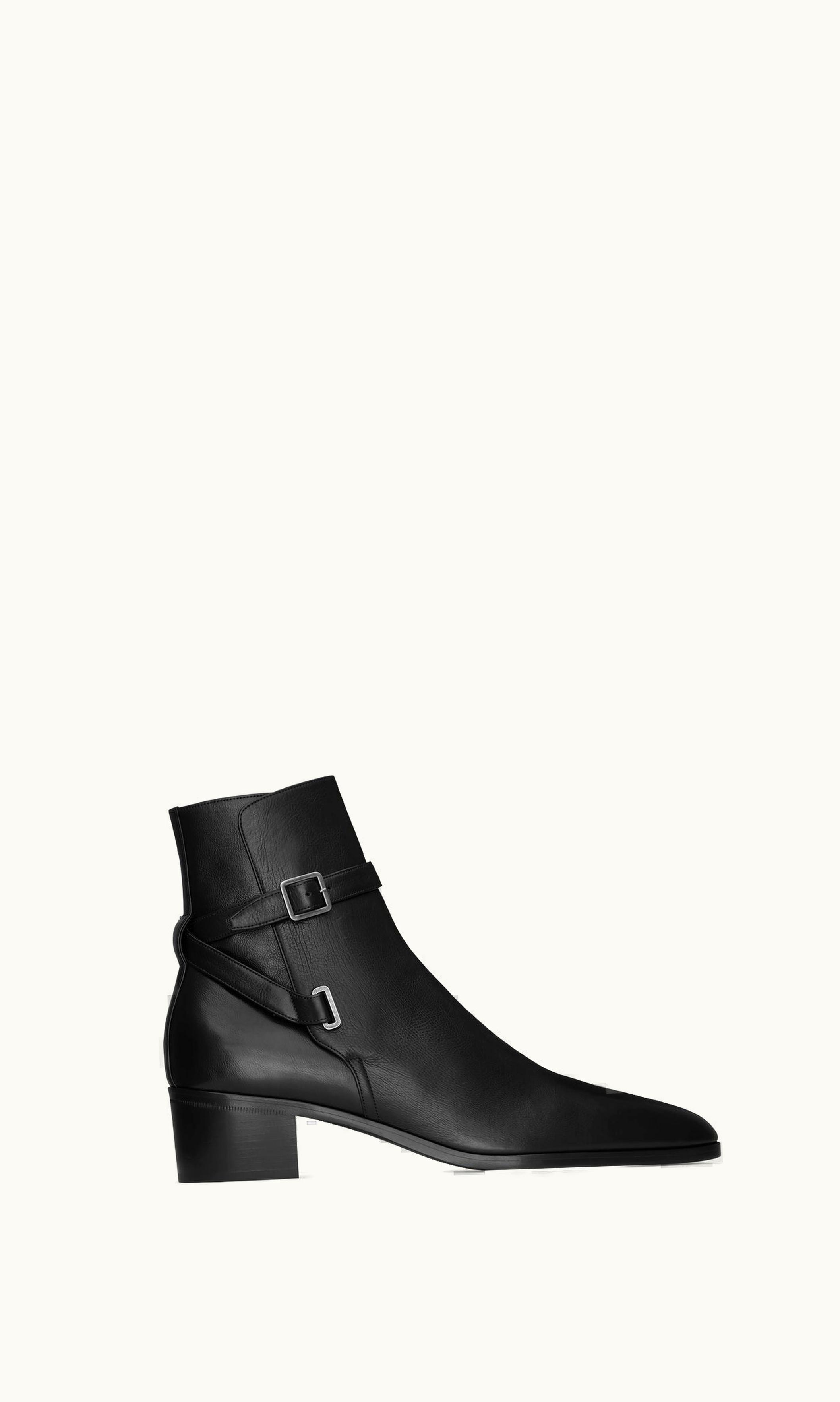 Saint Laurent Saint Laurent Dorian Jodhpur In Smooth Leather Black