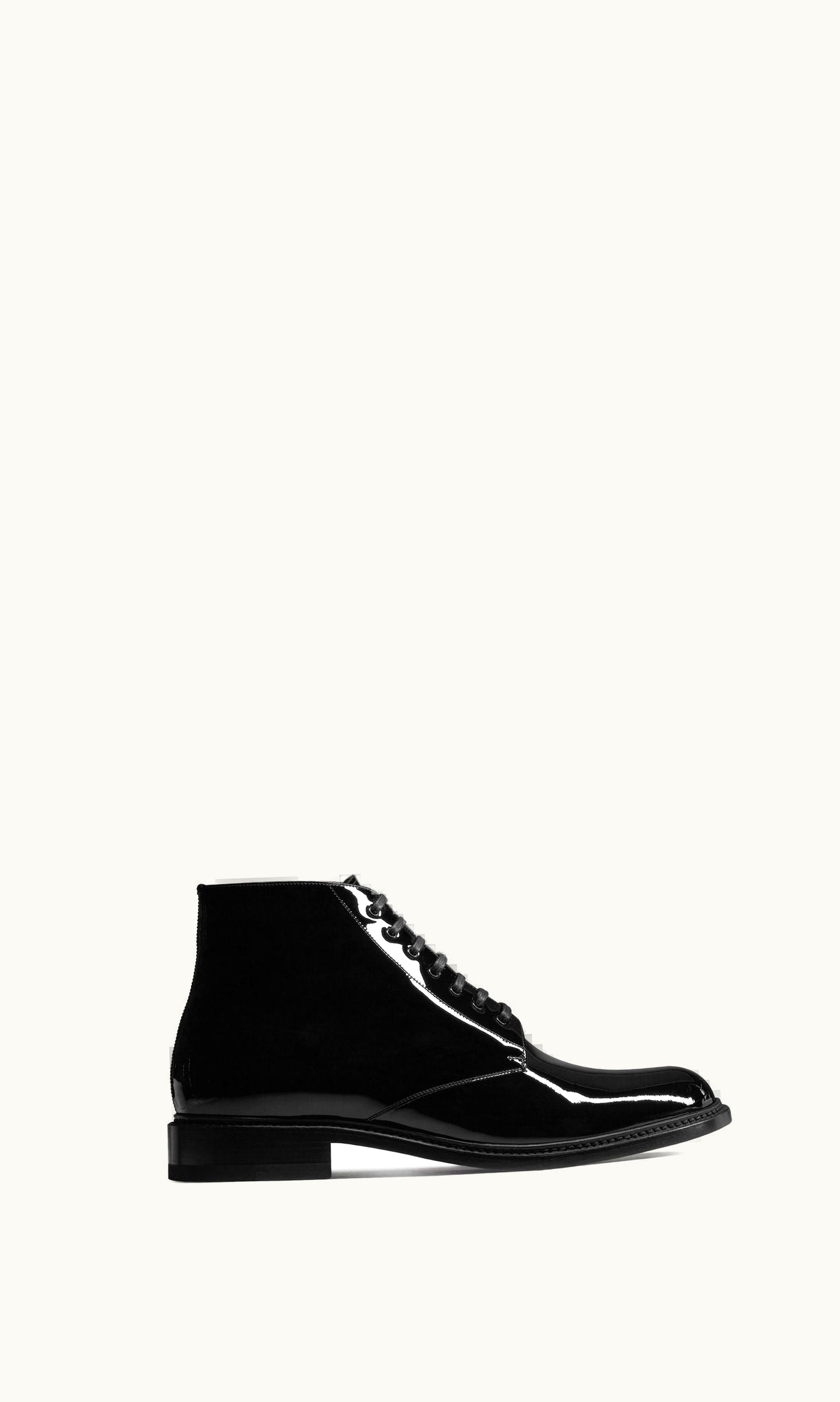 Saint Laurent Saint Laurent Army Laced Boots In Patent Leather Black