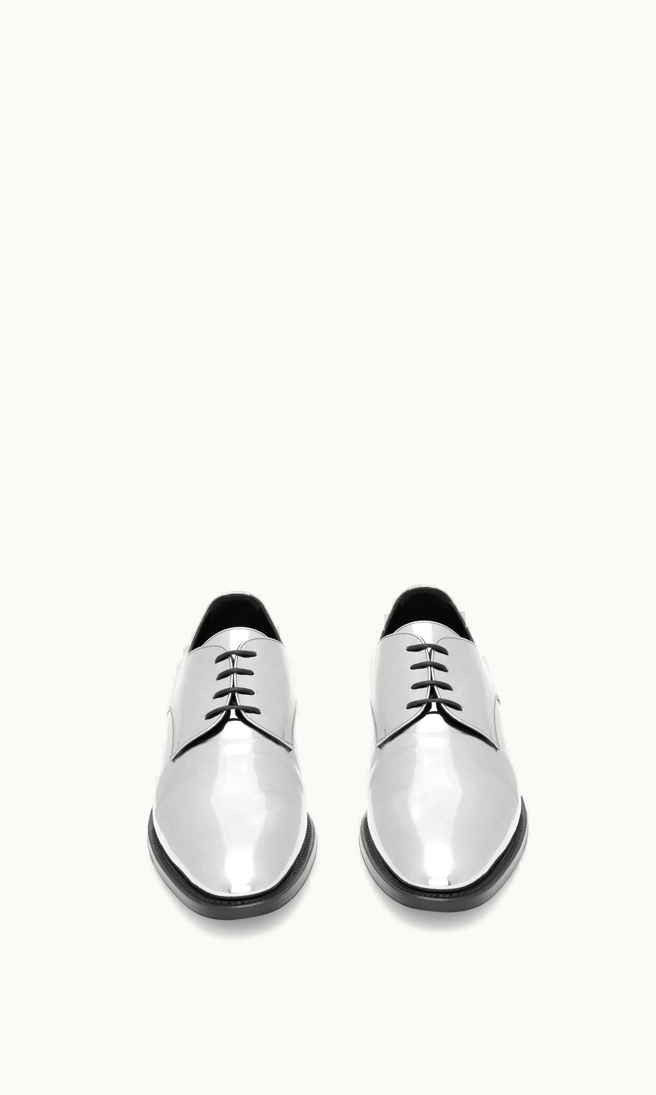 Saint Laurent Saint Laurent Adrien Derbies In Laminated Metallic Leather Argent