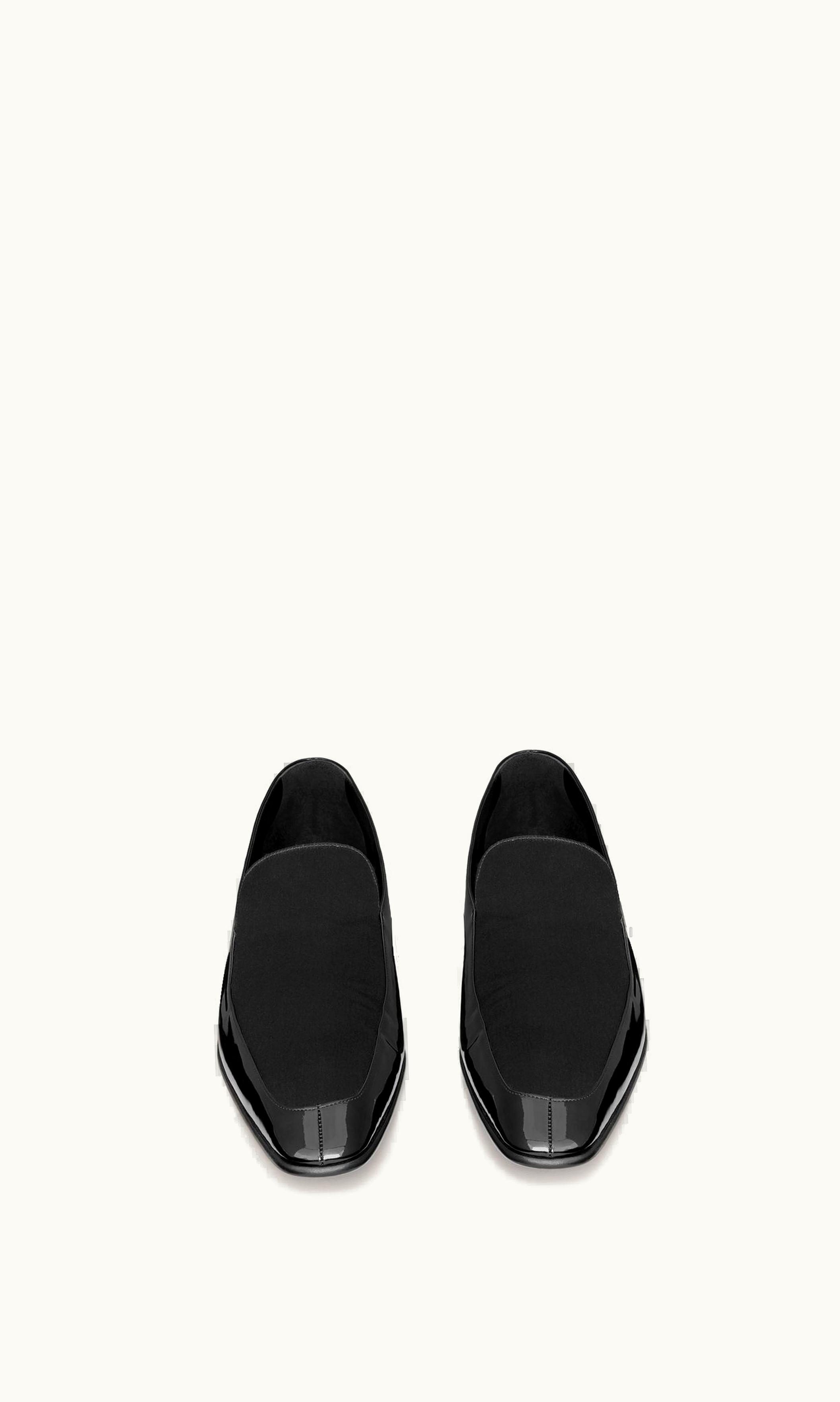 Saint Laurent Saint Laurent Gabriel Loafers In Patent Leather And Silk Satin Black