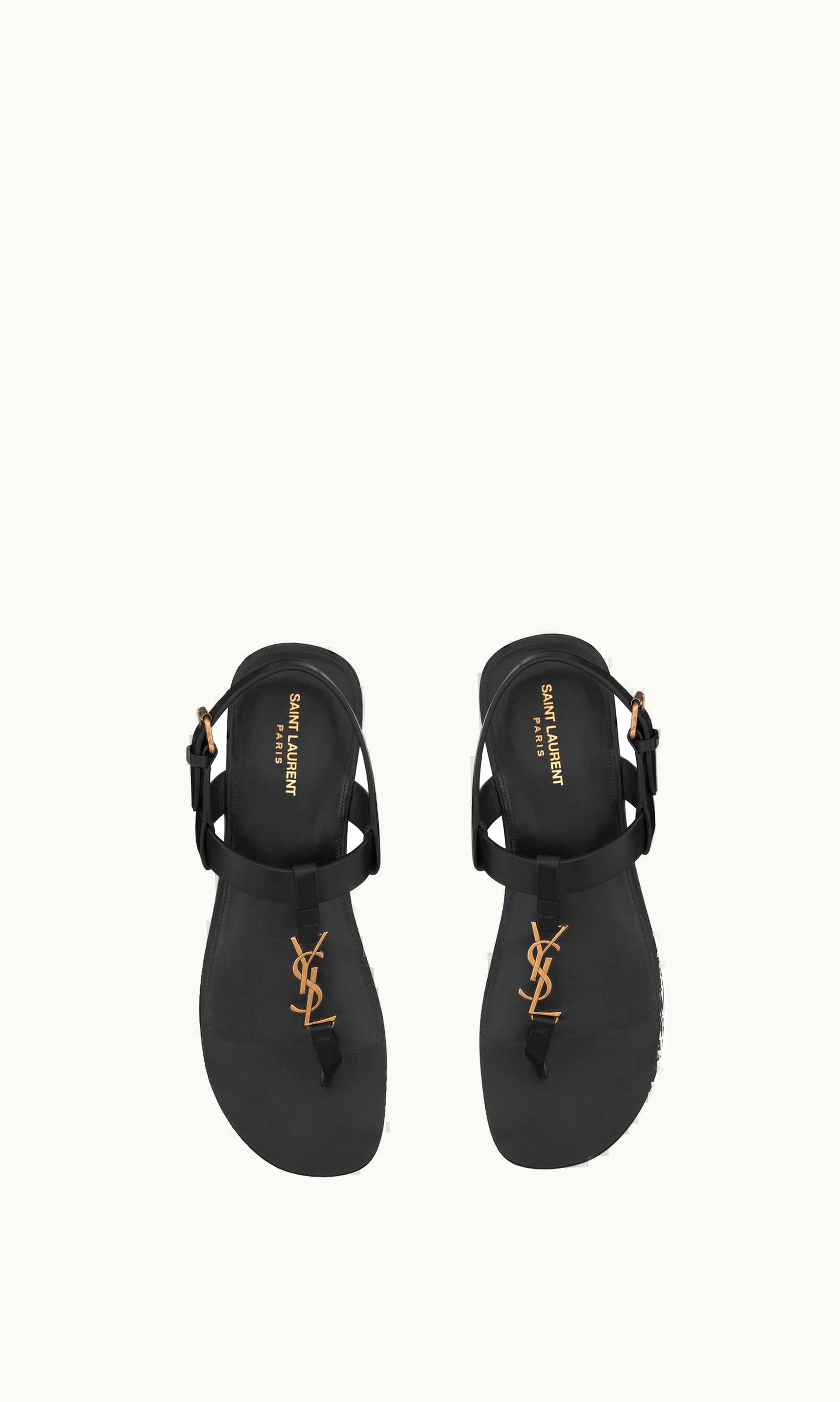 Saint Laurent Saint Laurent Cassandre Sandals In Smooth Leather Black