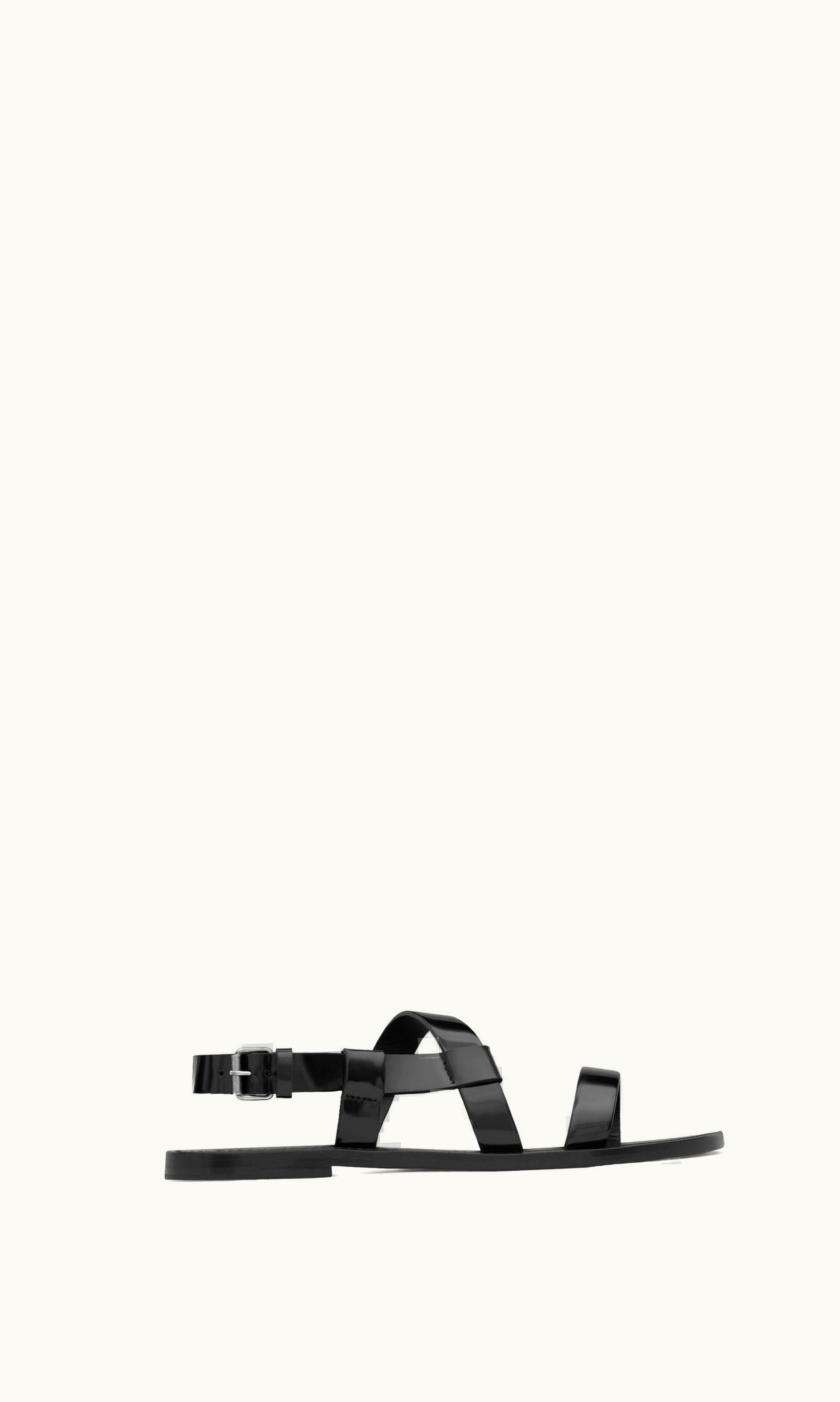 Saint Laurent Saint Laurent Jean Sandals In Glazed Leather Black