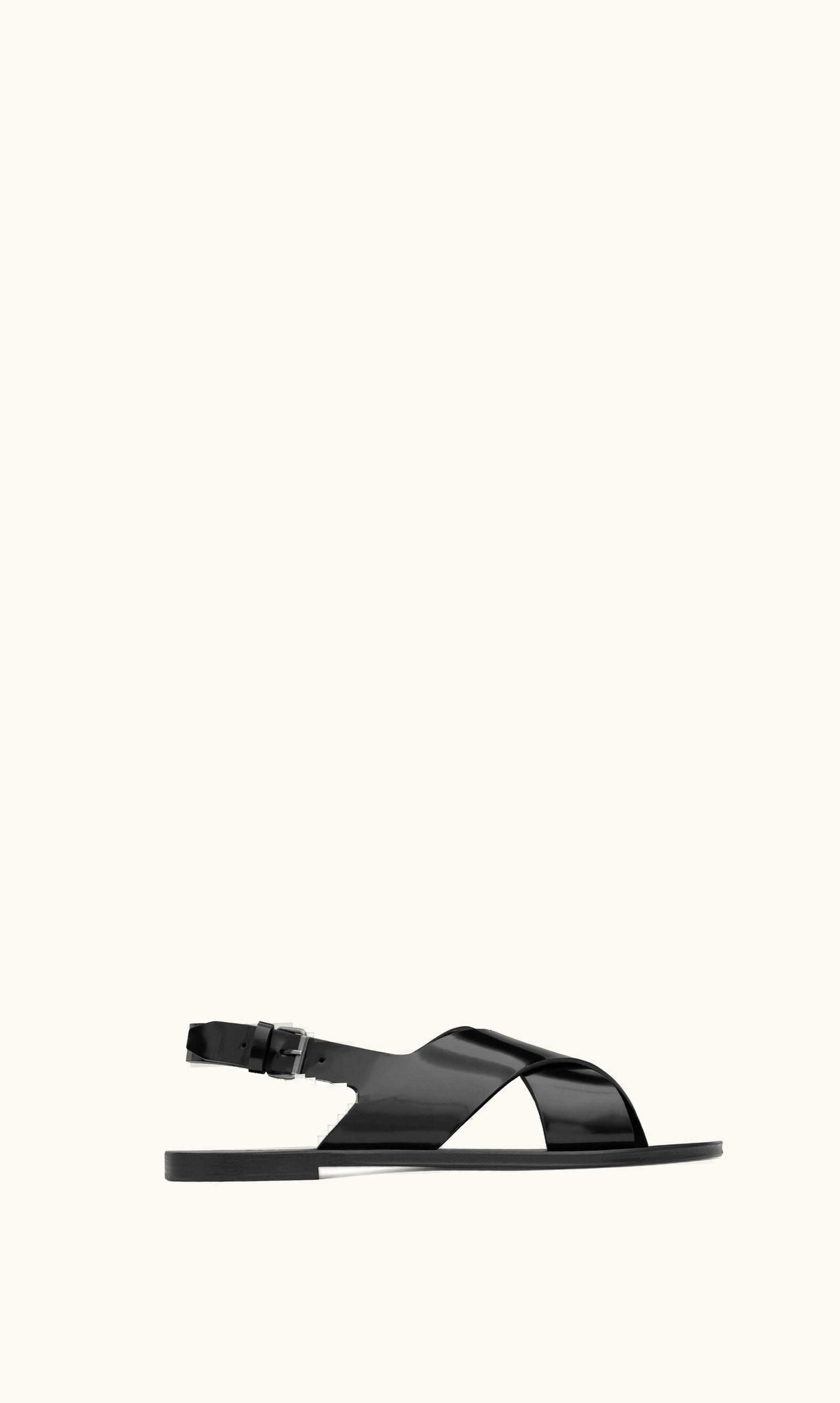Saint Laurent Saint Laurent Mojave Sandals In Glazed Leather Black