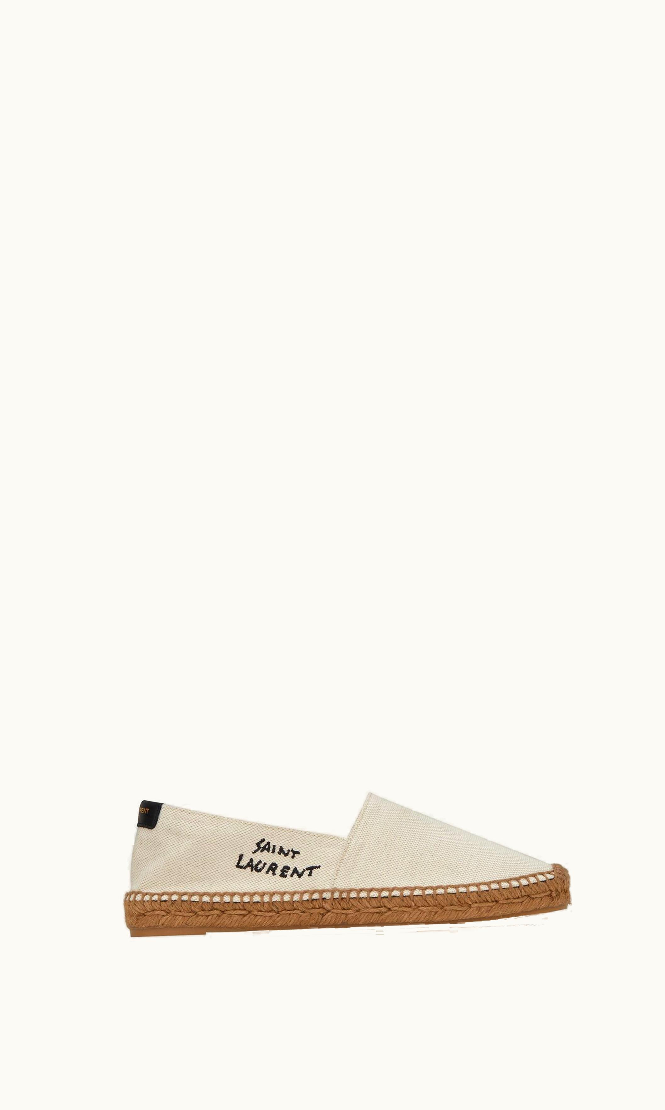 Saint Laurent Saint Laurent Embroidered Espadrilles In Canvas Natural Beige