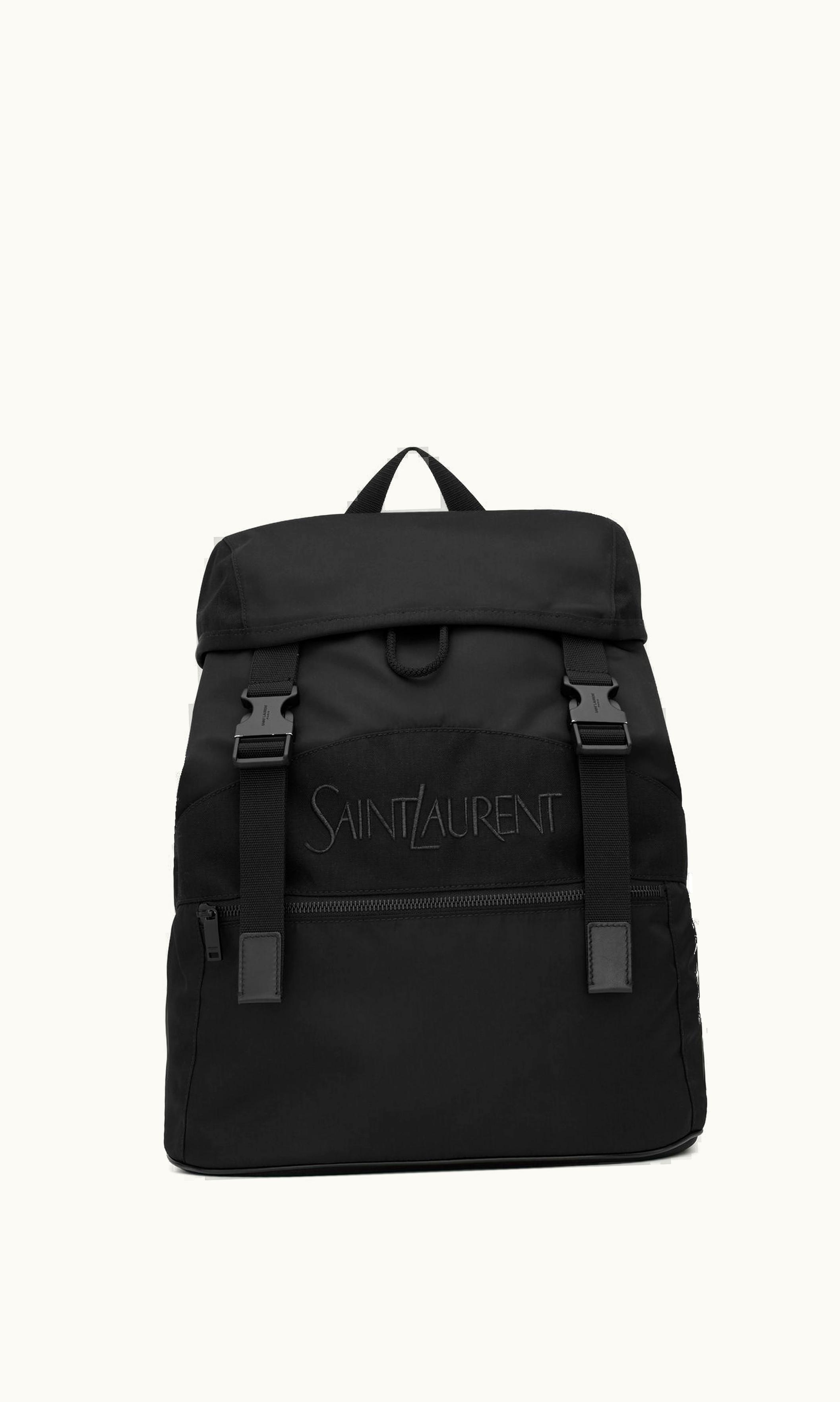 Saint Laurent Saint Laurent Backpack In Econyl® And Vegetable-Tanned Leather Black