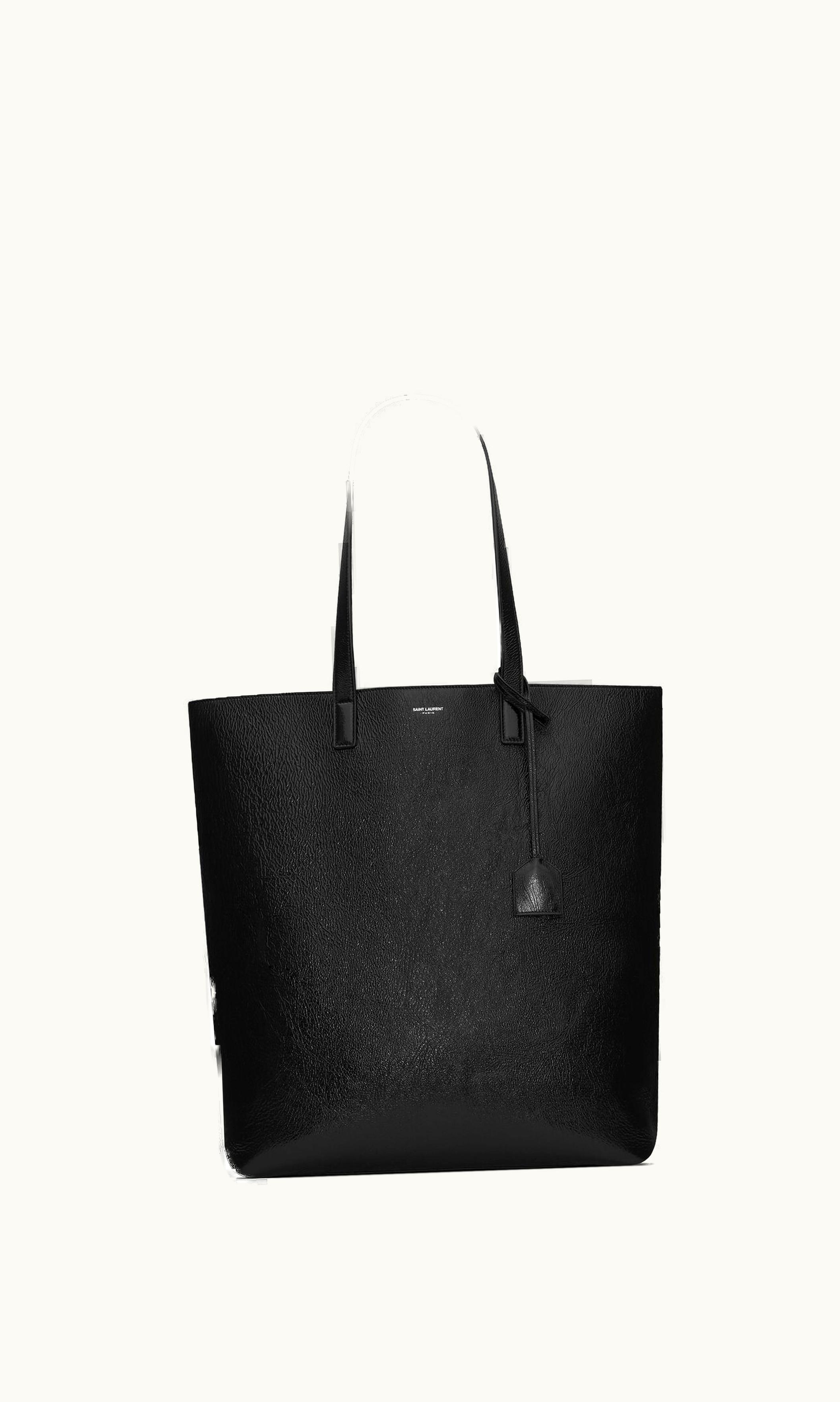 Saint Laurent Saint Laurent Bold Shopping Bag In Coated Crinkled Leather Black