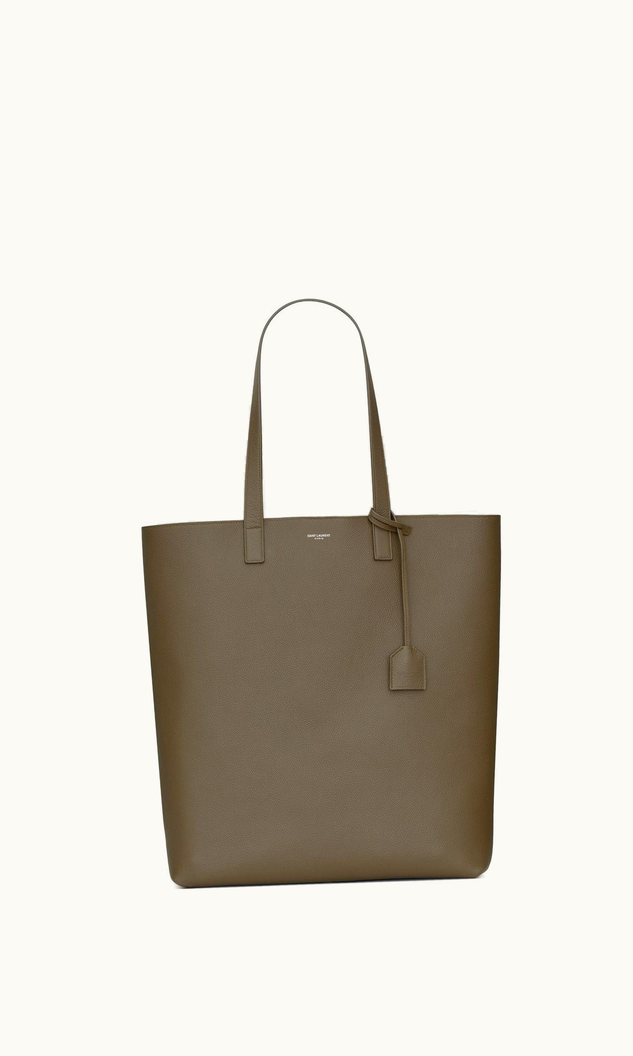 Saint Laurent Saint Laurent Bold Shopping Bag In Grained Leather Dark Khaki