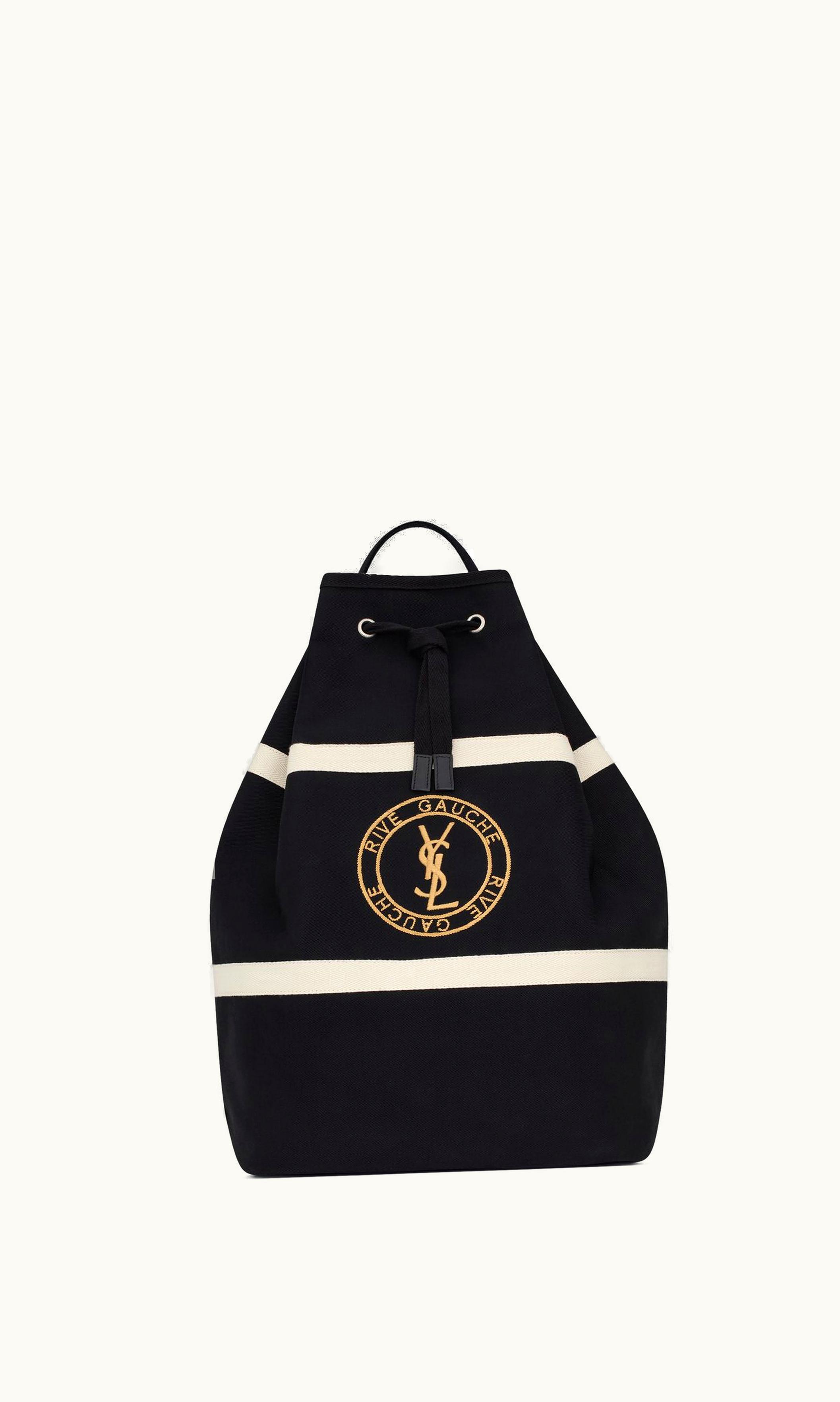 Saint Laurent Saint Laurent Rive Gauche Sling Bag In Canvas Black And White