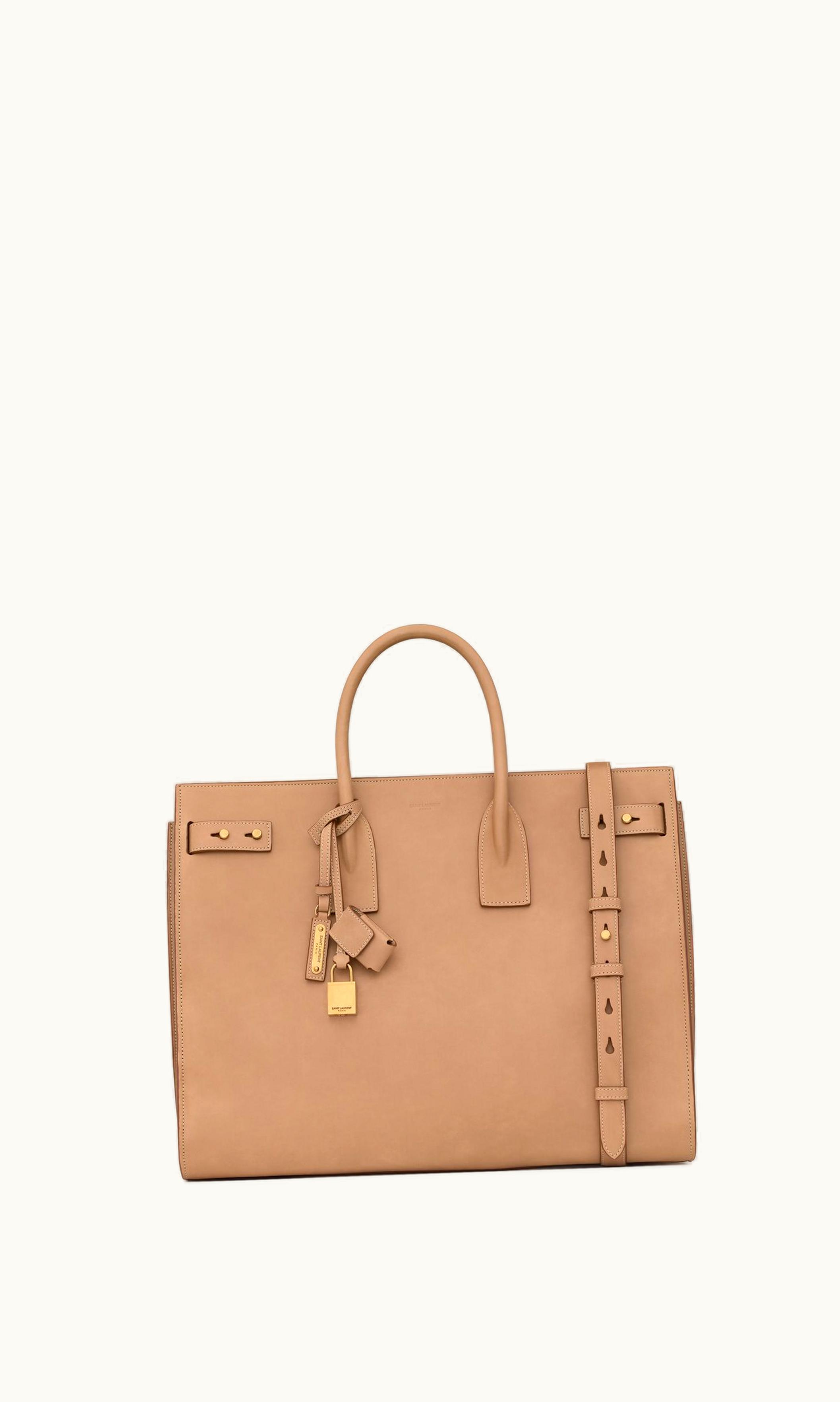 Saint Laurent Saint Laurent Sac De Jour Thin Large In Vegetable-Tanned Leather Brown Gold