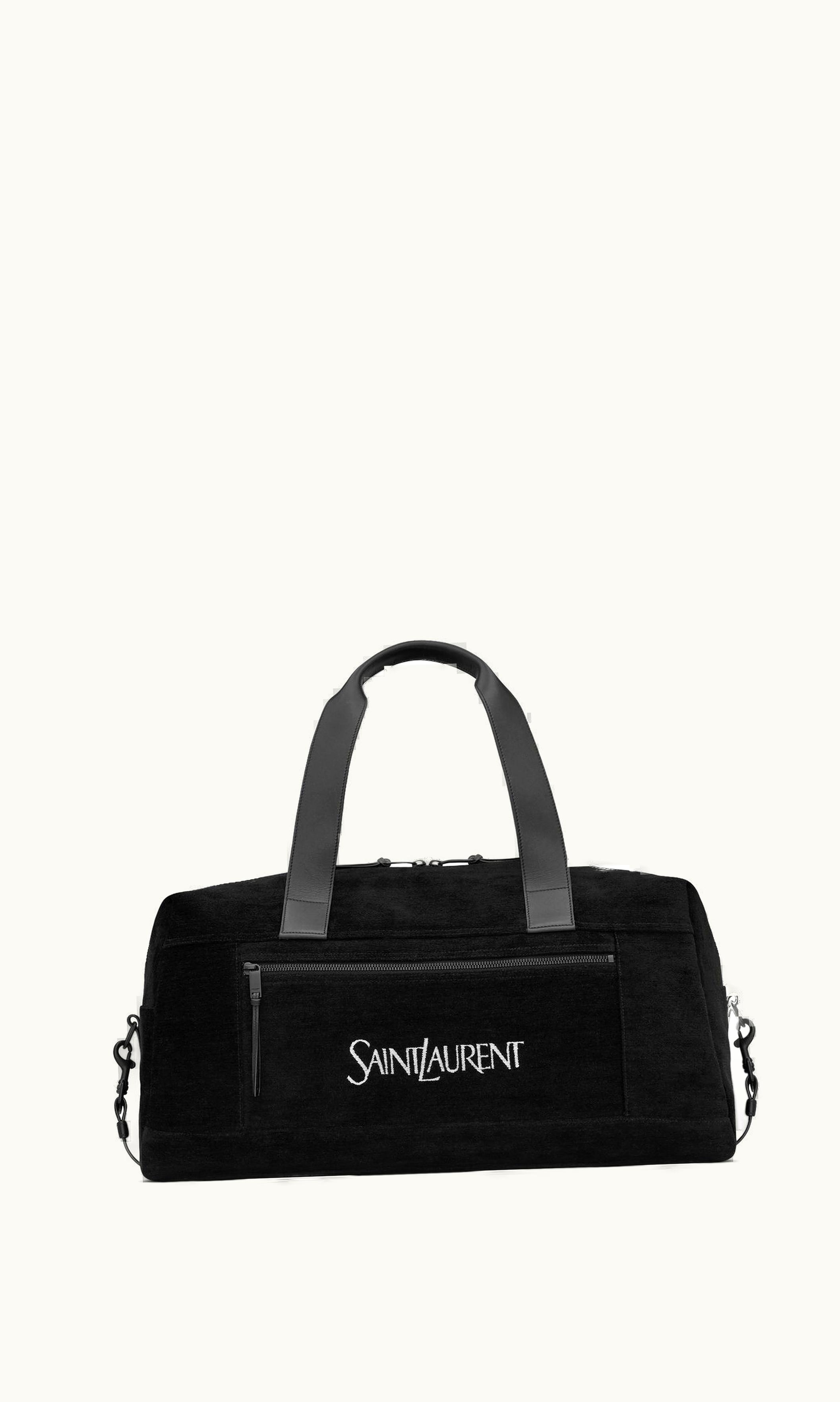 Saint Laurent Jacquard Saint Laurent Duffle Bag Black And White