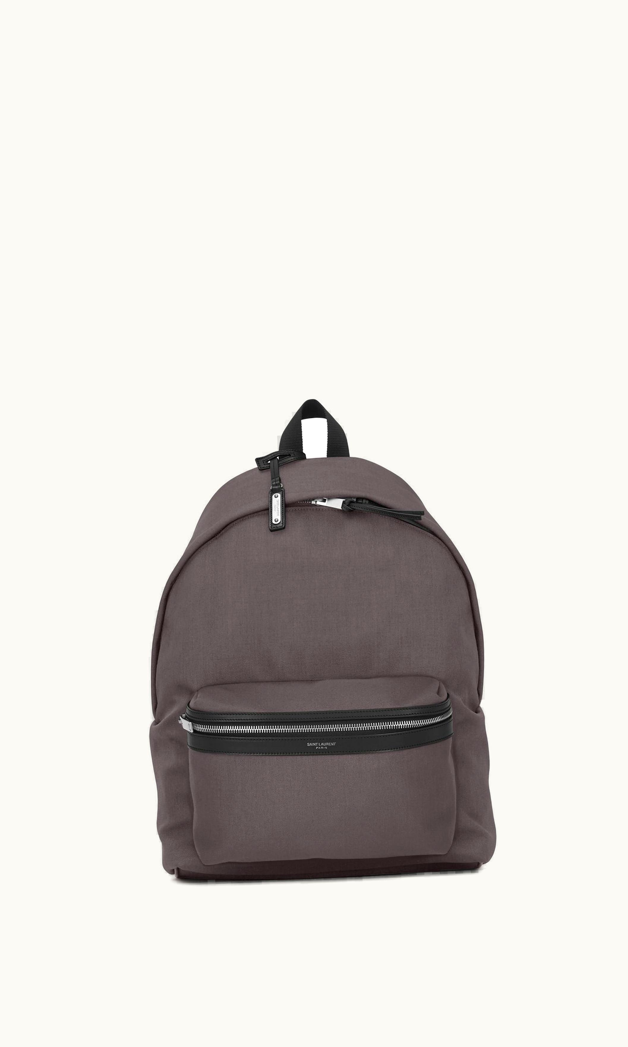 Saint Laurent Saint Laurent City Backpack In Nylon Canvas And Leather Storm